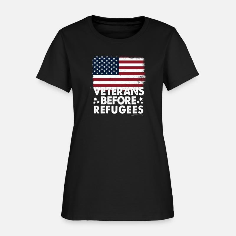 Veterans Before Refugees Military American Flag