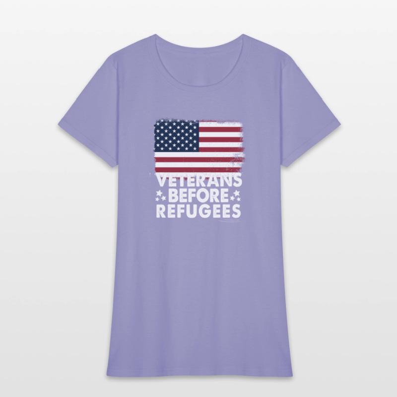 Veterans Before Refugees Military American Flag