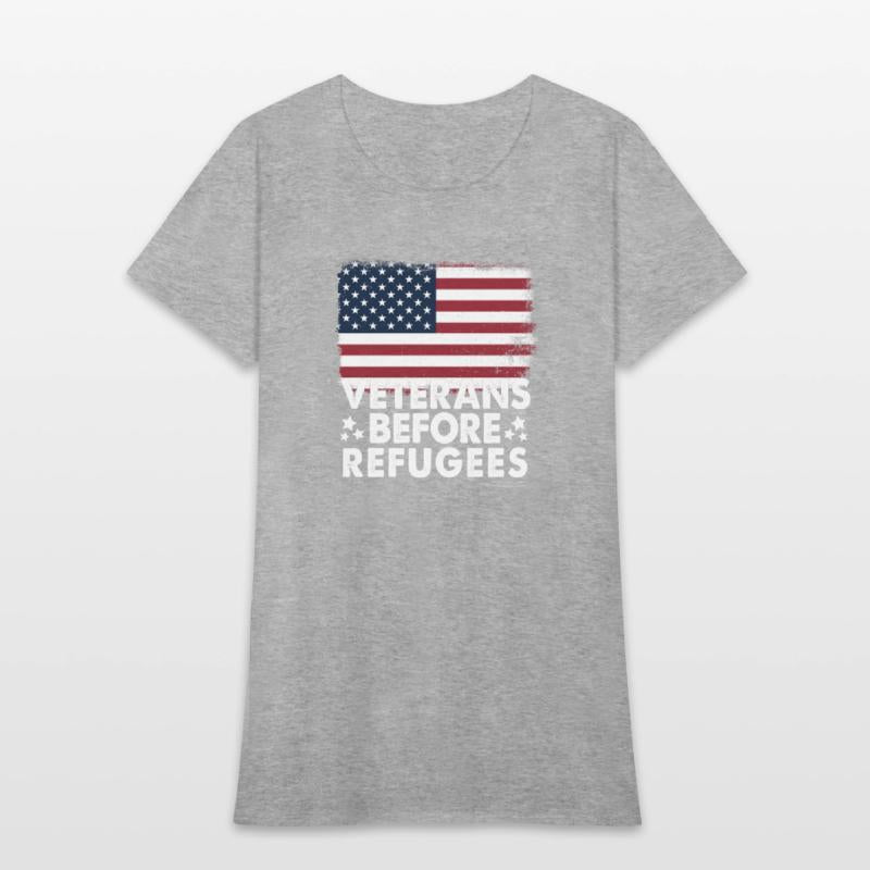 Veterans Before Refugees Military American Flag