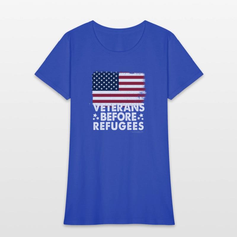 Veterans Before Refugees Military American Flag