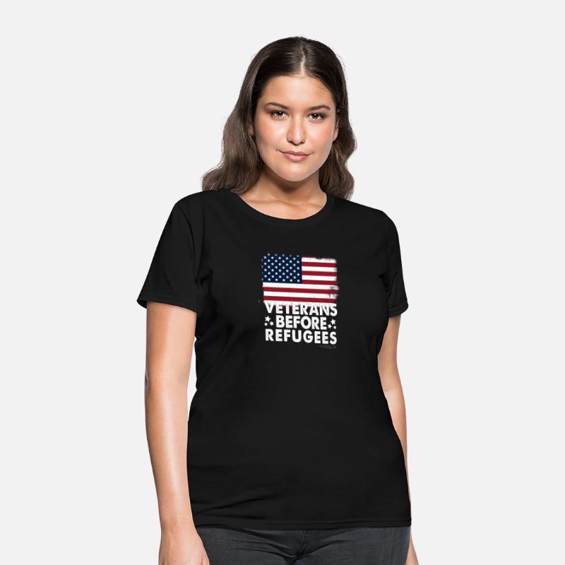 Veterans Before Refugees Military American Flag