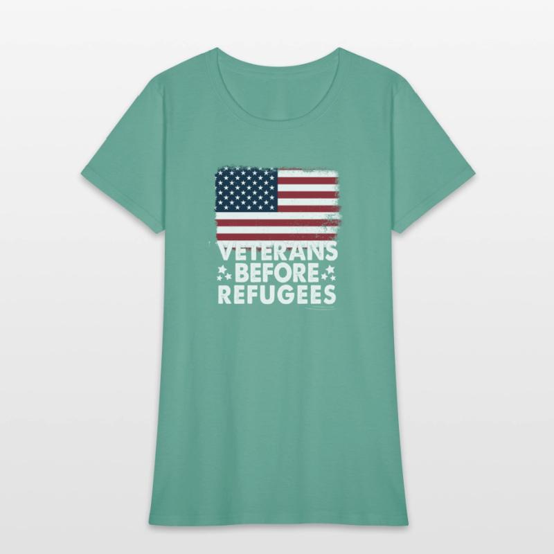Veterans Before Refugees Military American Flag