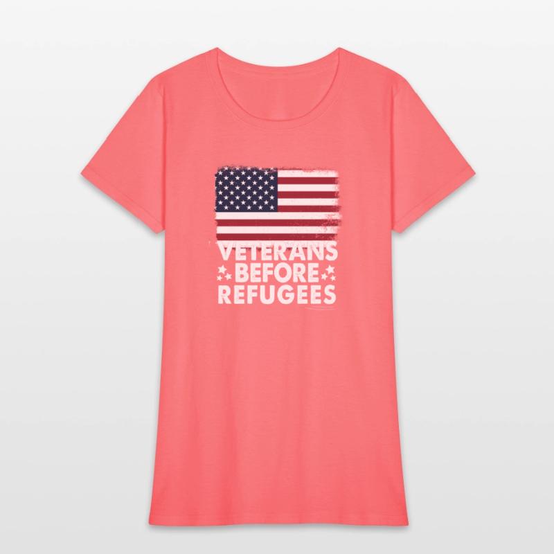 Veterans Before Refugees Military American Flag