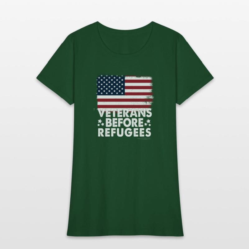 Veterans Before Refugees Military American Flag