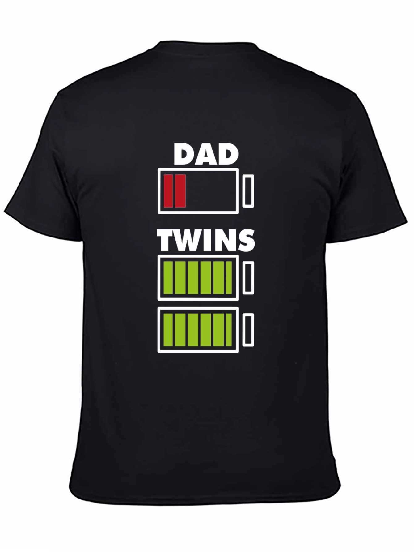 Dad of Twins Low Battery Graphic T-Shirt