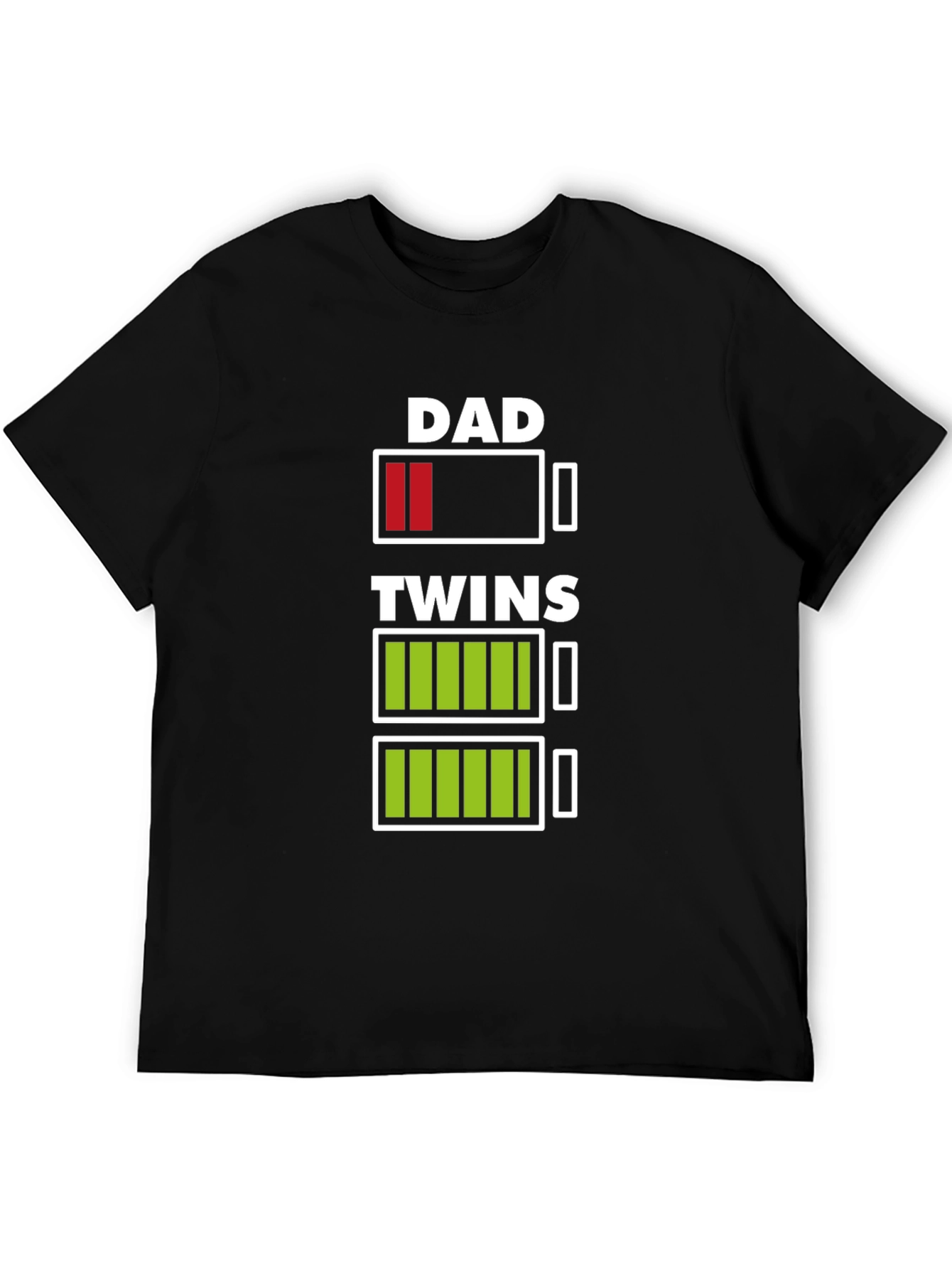 Dad of Twins Low Battery Graphic T-Shirt