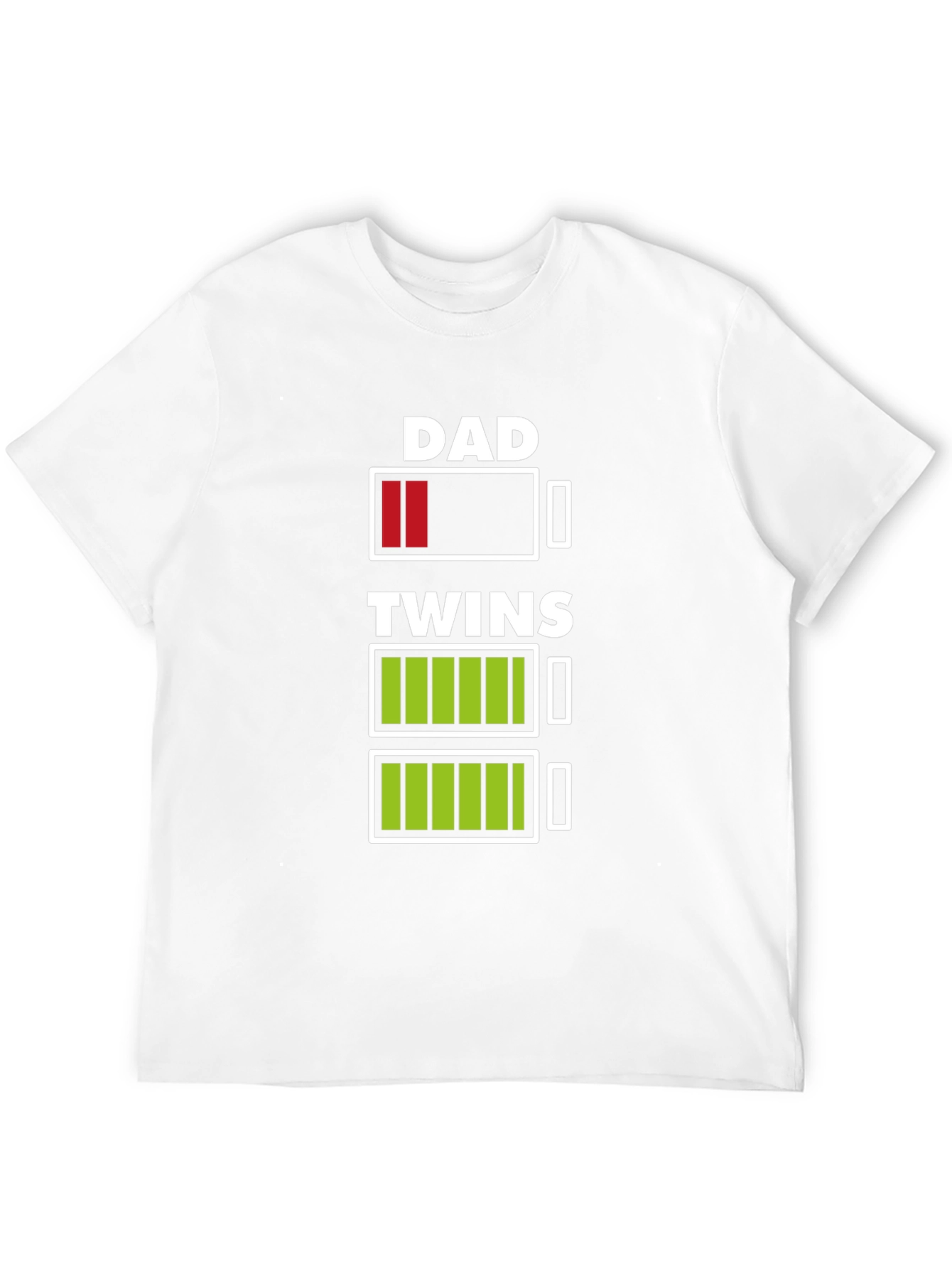 Dad of Twins Low Battery Graphic T-Shirt