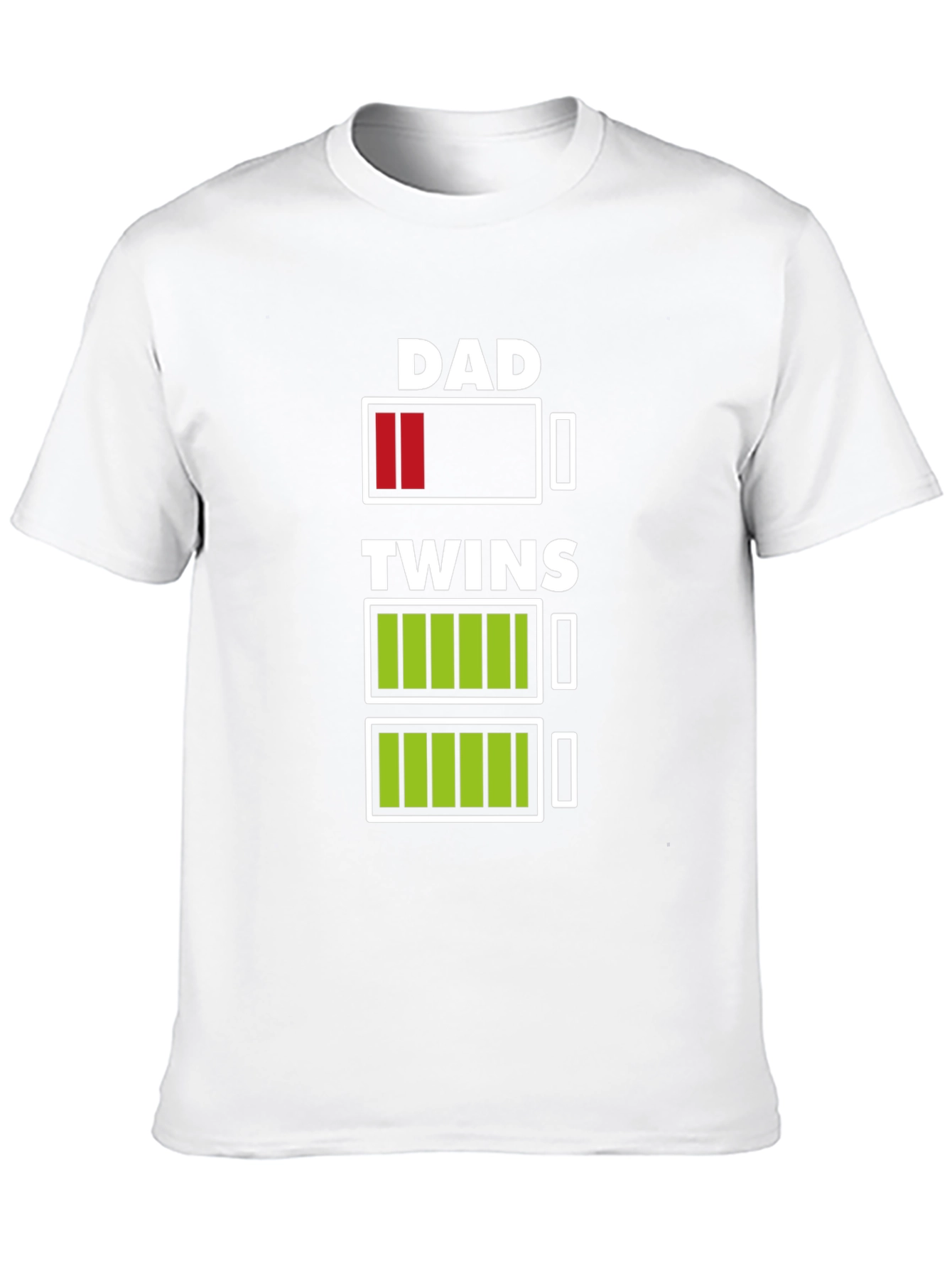 Dad of Twins Low Battery Graphic T-Shirt