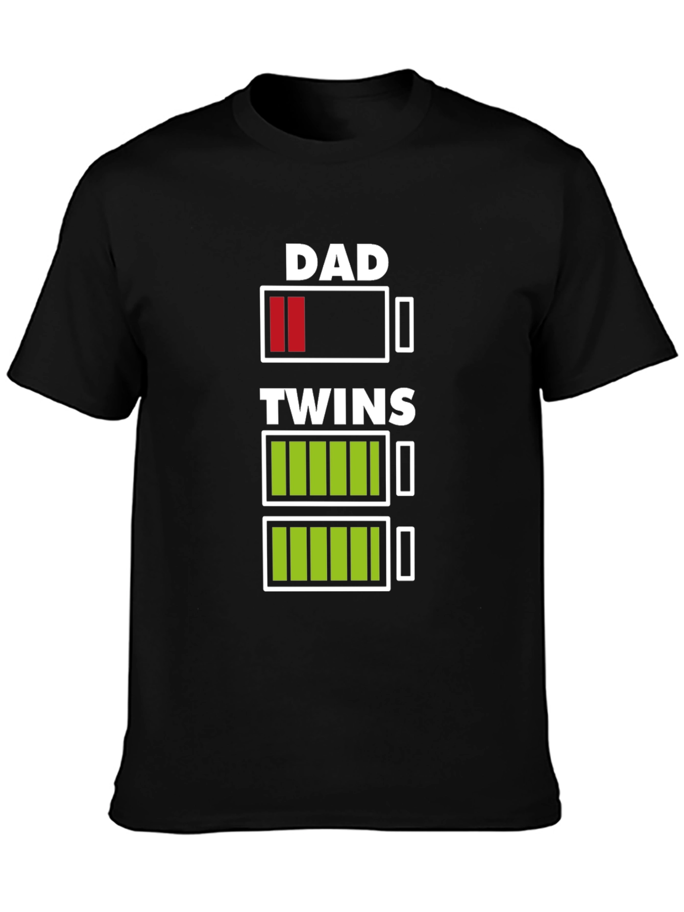 Dad of Twins Low Battery Graphic T-Shirt