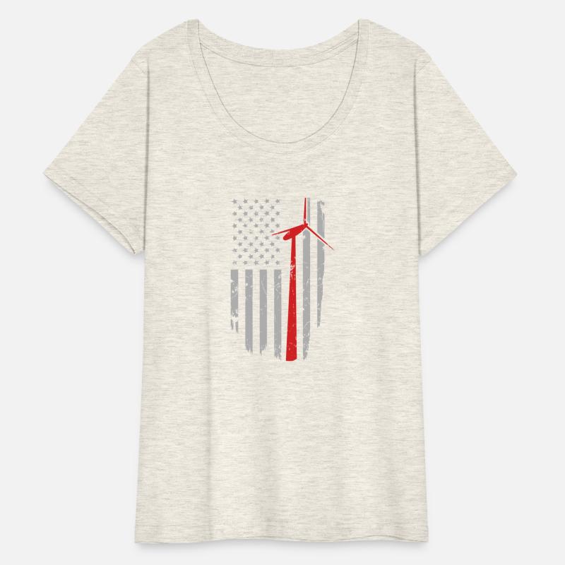 Vintage American Flag Mens Apparel Wind Turbine Te