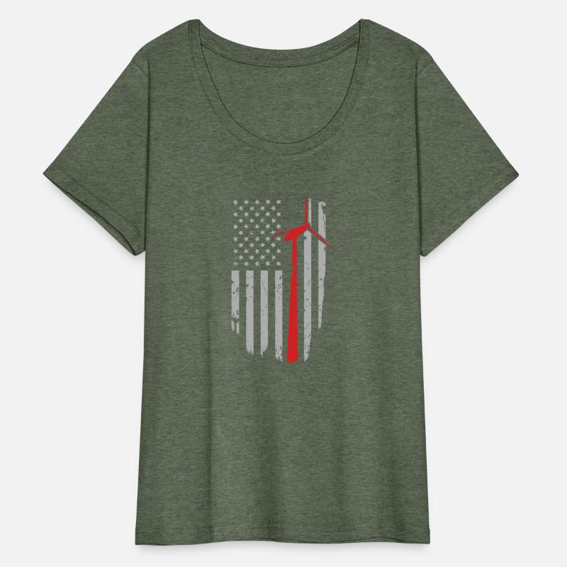 Vintage American Flag Mens Apparel Wind Turbine Te