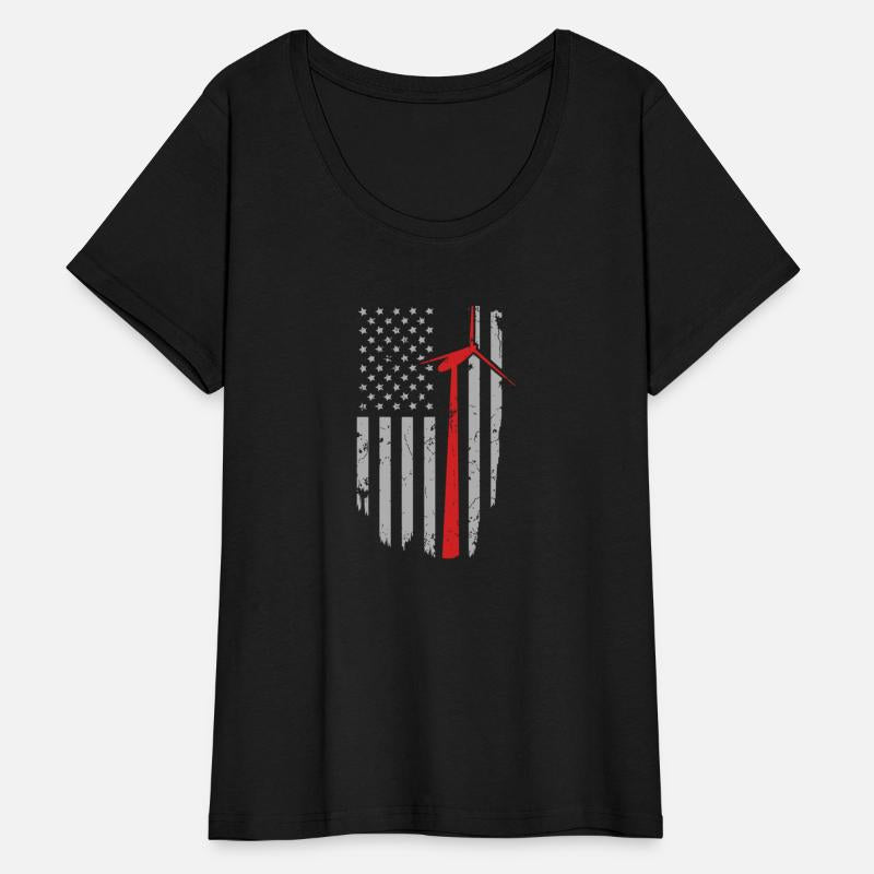 Vintage American Flag Mens Apparel Wind Turbine Te