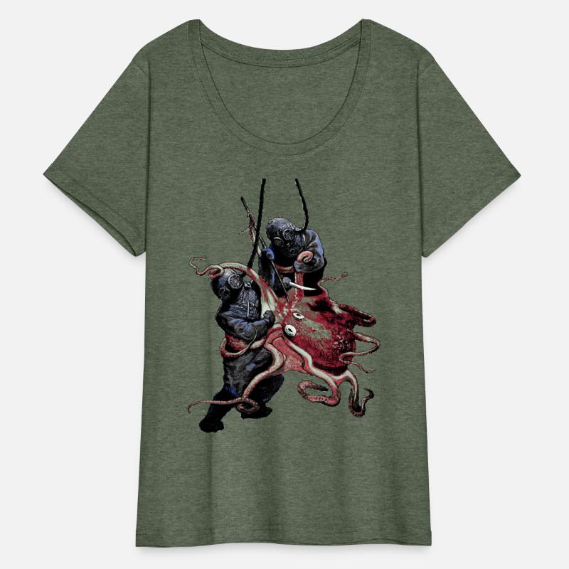 Vintage Helmet Divers Fighting Off a Big Octopus