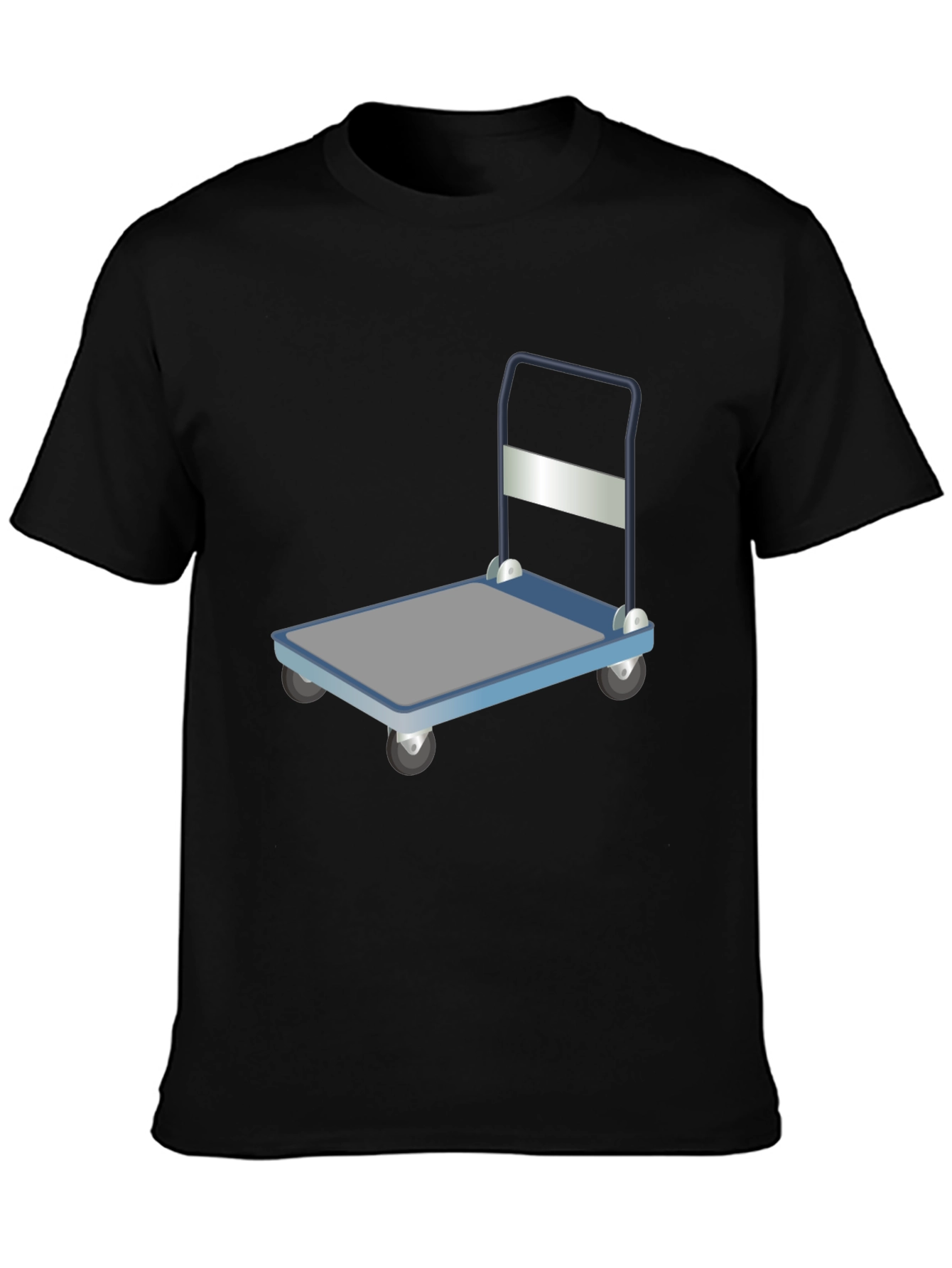 Novelty Black T-Shirt with Trolley Graphic
