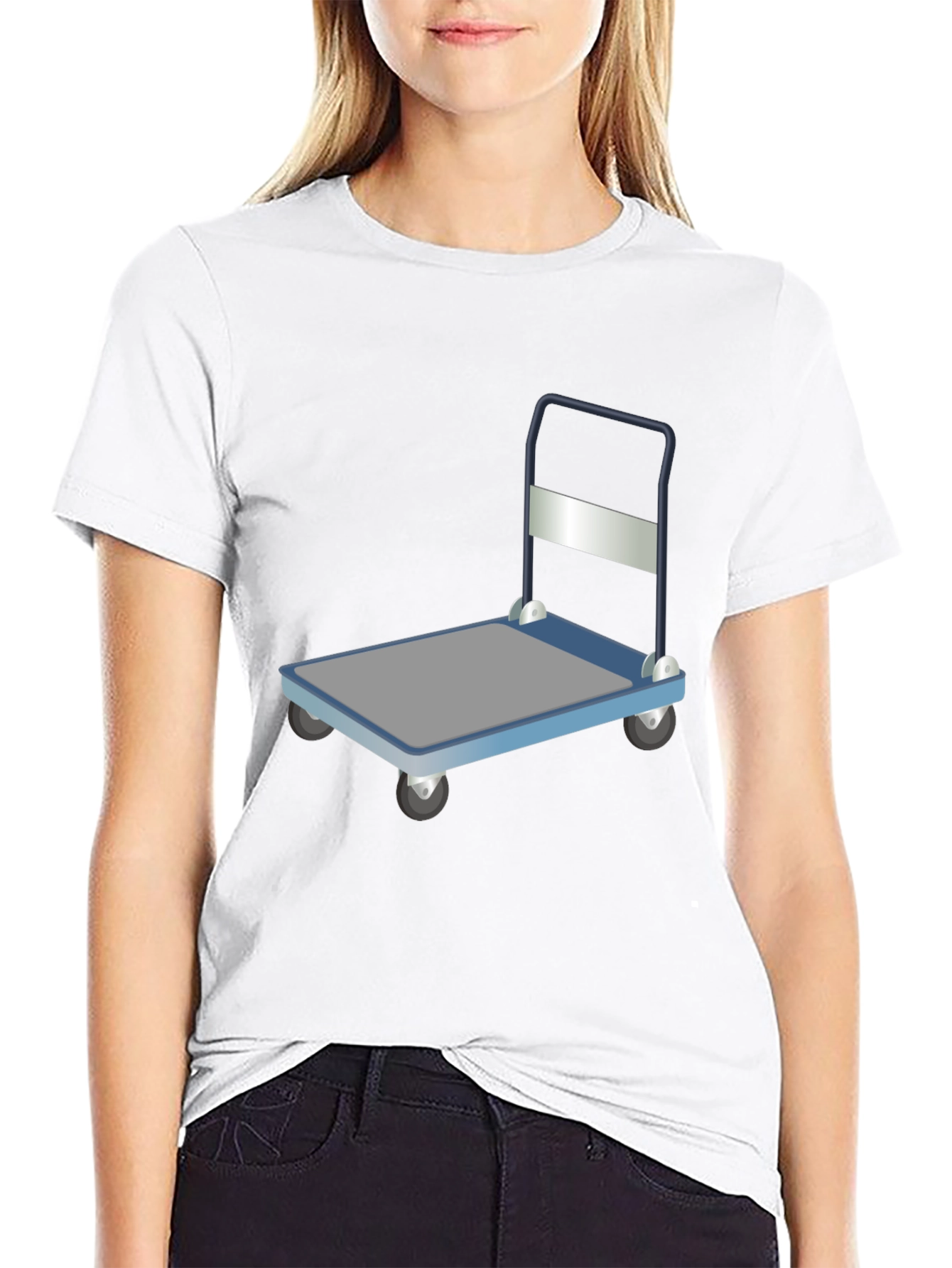 Novelty Black T-Shirt with Trolley Graphic
