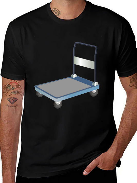 Novelty Black T-Shirt with Trolley Graphic