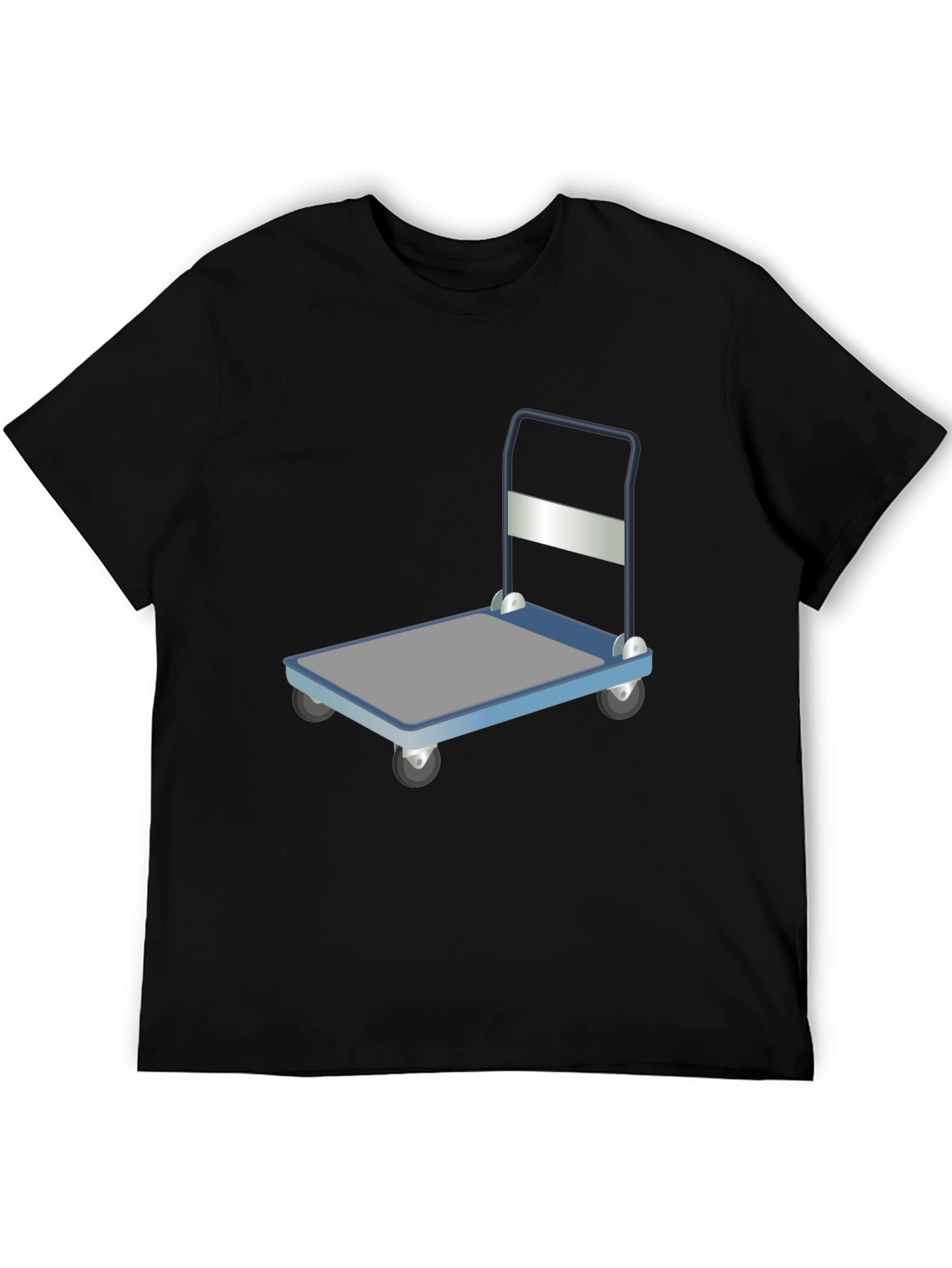 Novelty Black T-Shirt with Trolley Graphic