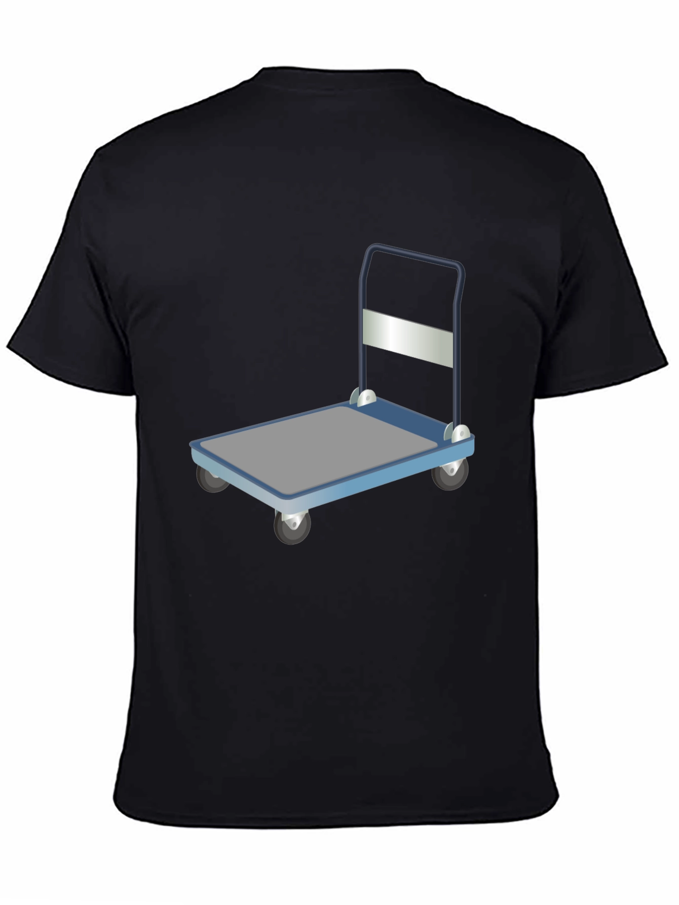 Novelty Black T-Shirt with Trolley Graphic