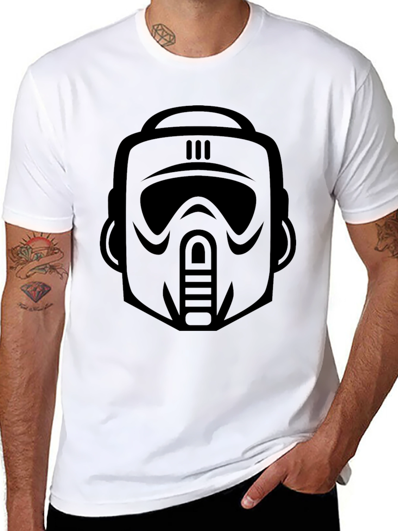 Sci-Fi Trooper Graphic Tee - Black Cotton Blend