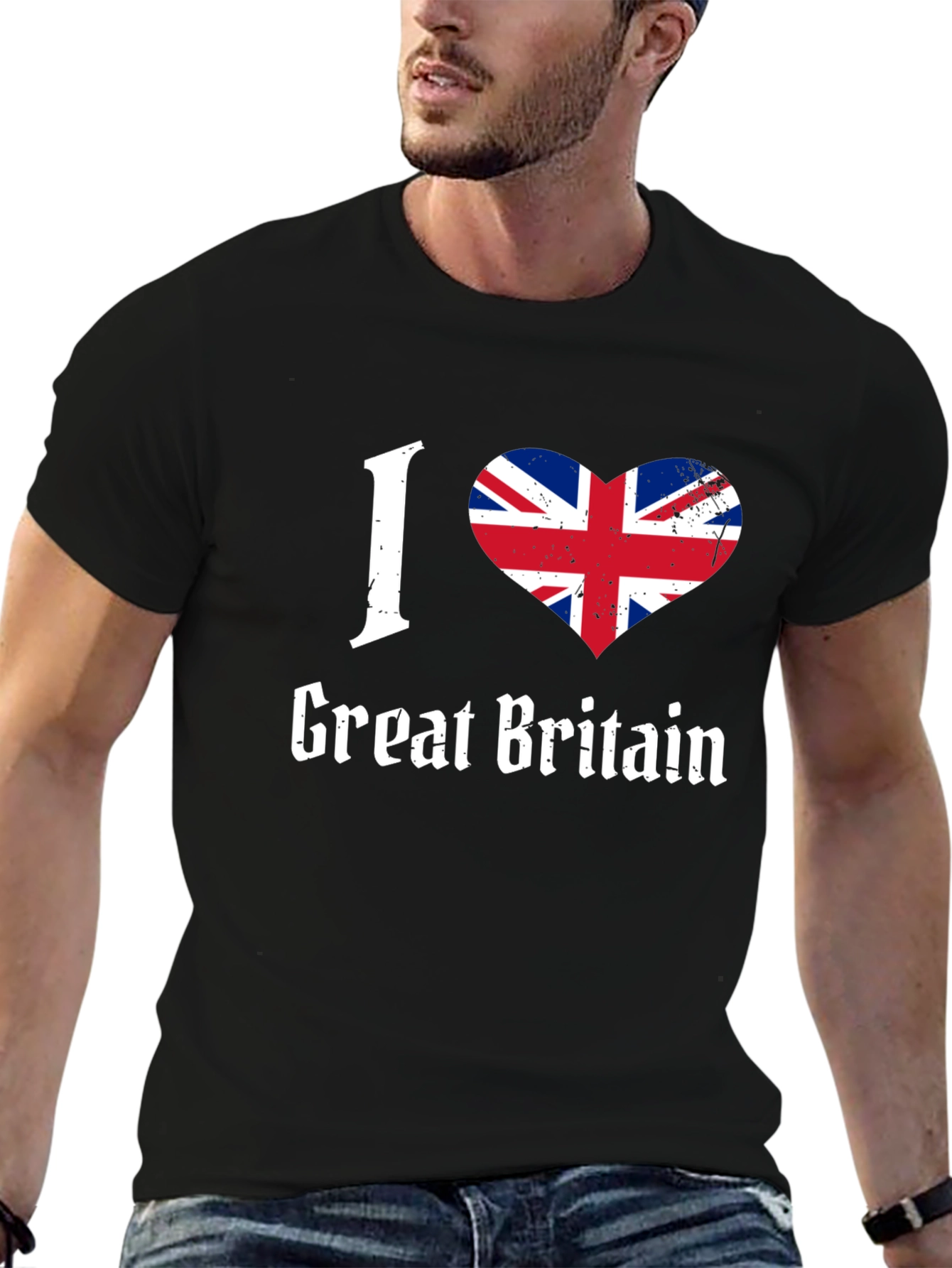 I Love Great Britain Flag Heart Graphic T-Shirt