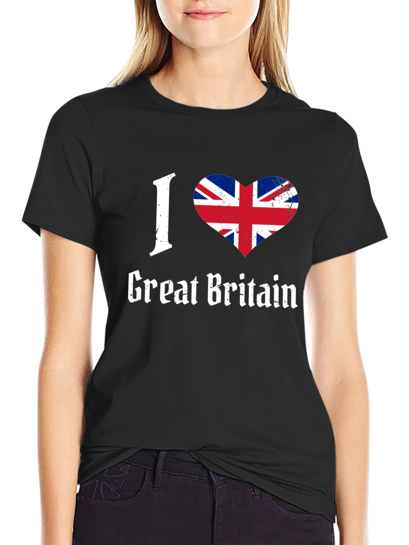 I Love Great Britain Flag Heart Graphic T-Shirt