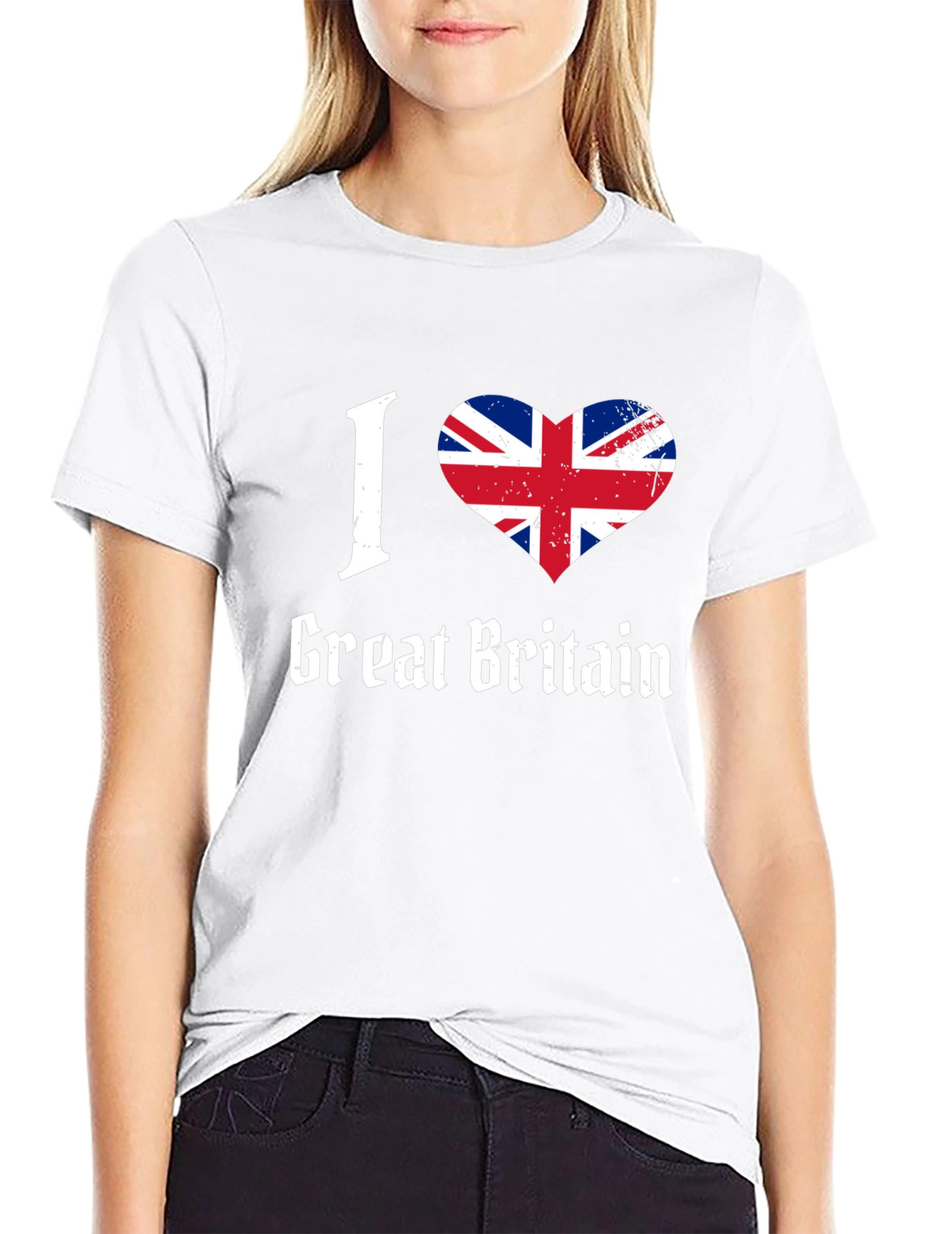 I Love Great Britain Flag Heart Graphic T-Shirt