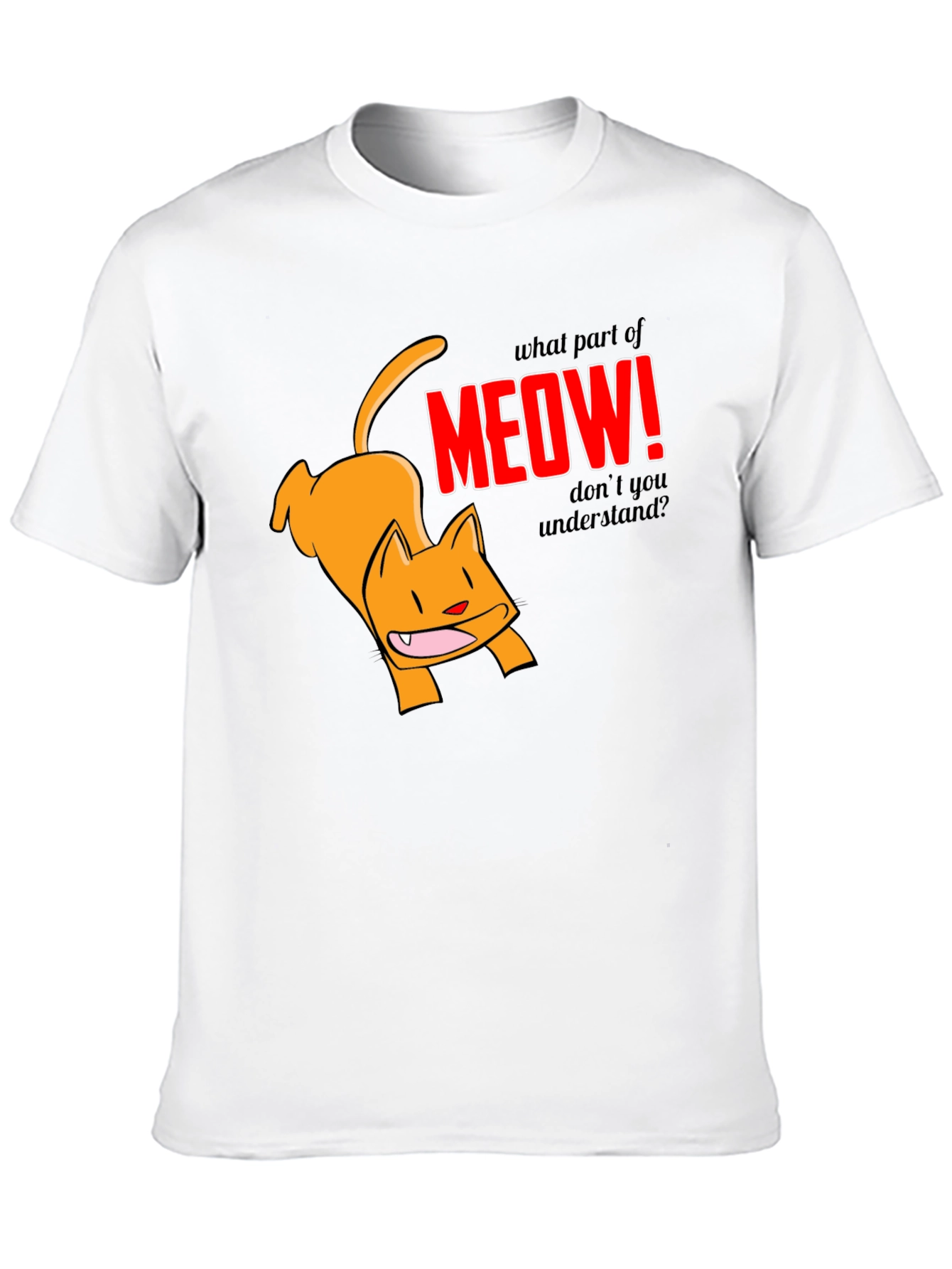Funny Cat Meow Graphic T-Shirt - Black