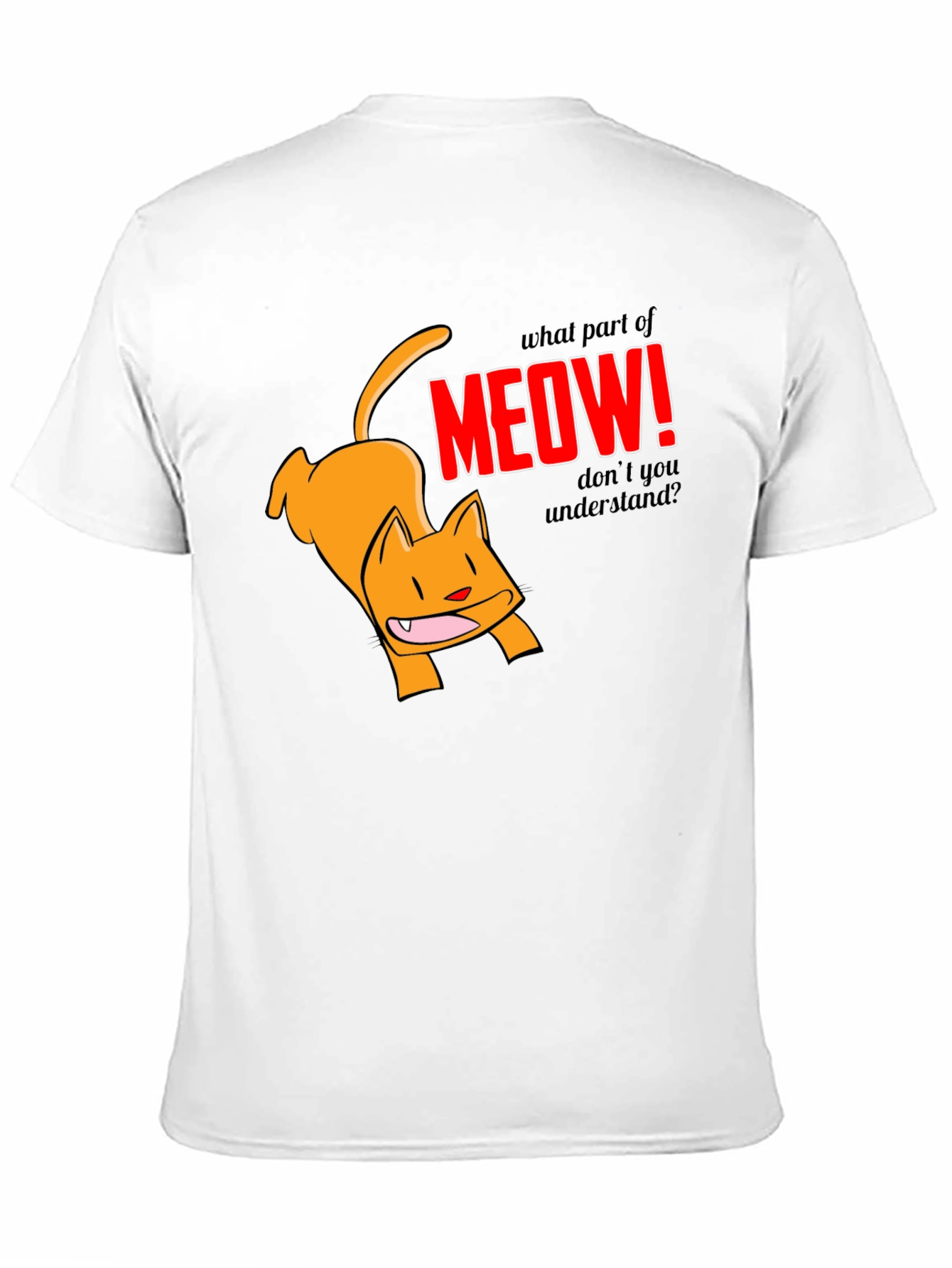 Funny Cat Meow Graphic T-Shirt - Black