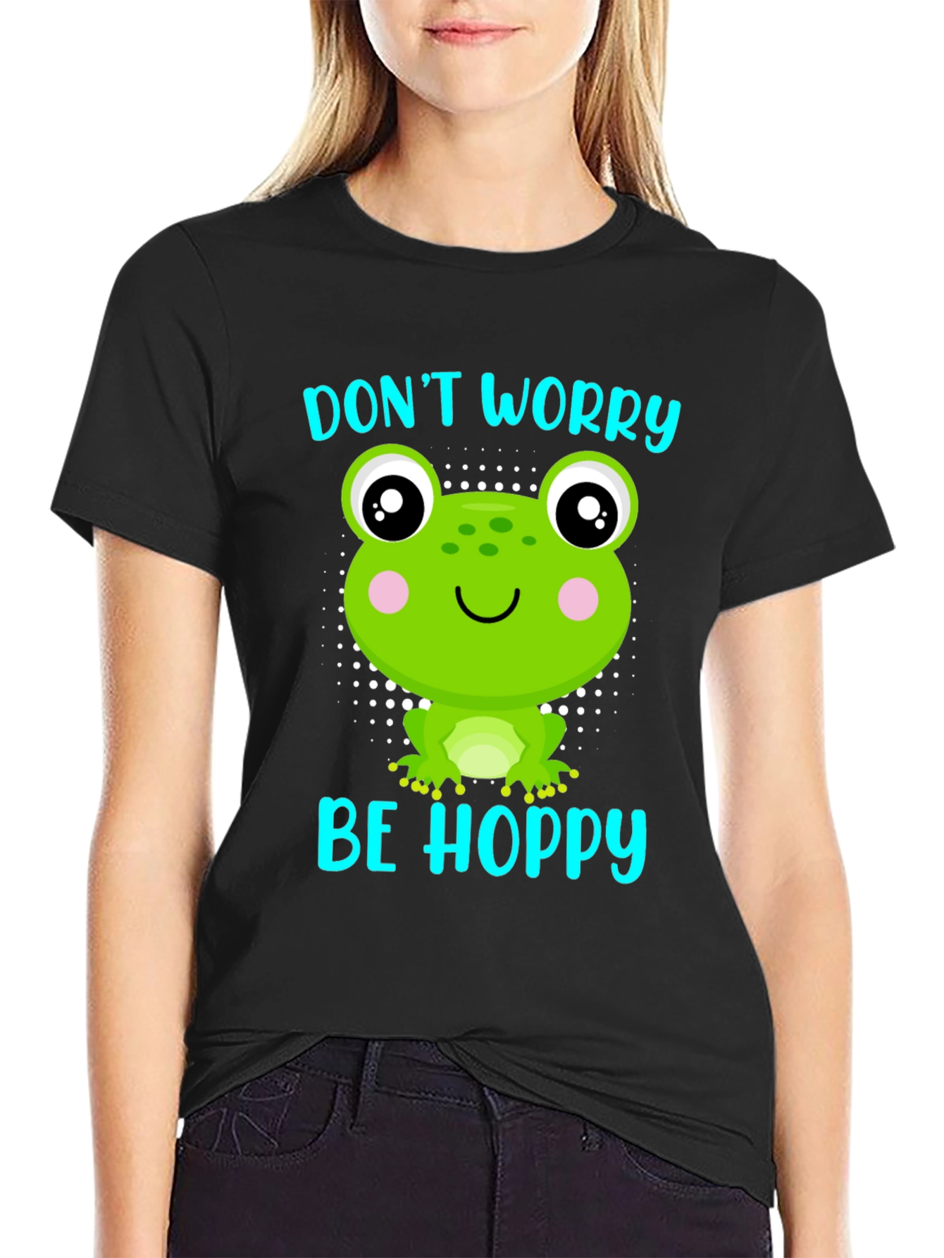 Dont Worry Be Hoppy Frog Graphic T-Shirt