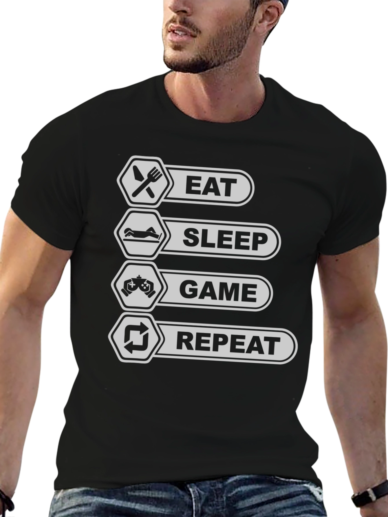 Eat Sleep Game Repeat T-Shirt - Gamer Life