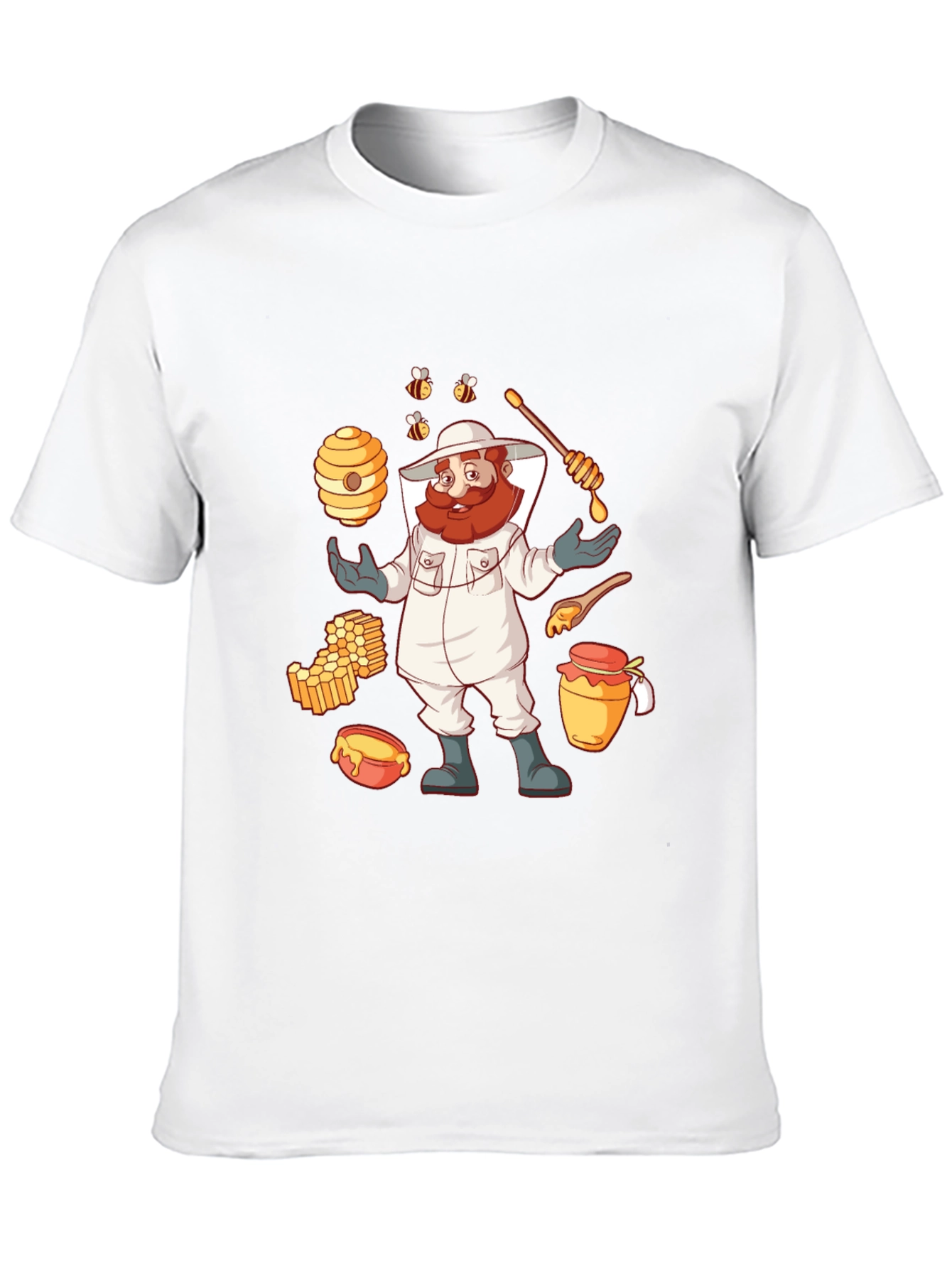 Beekeeper Cartoon Graphic T-Shirt - Black