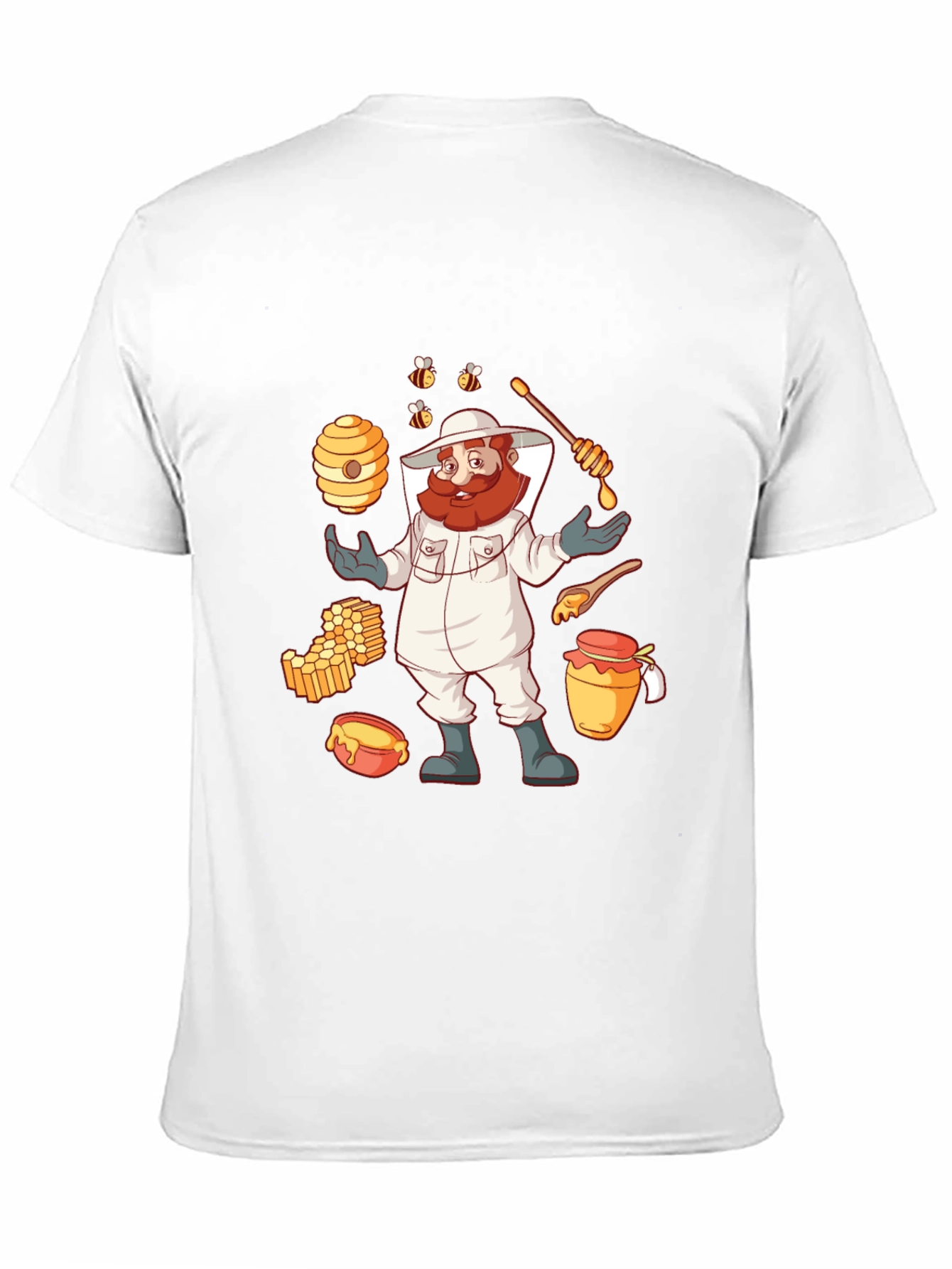 Beekeeper Cartoon Graphic T-Shirt - Black
