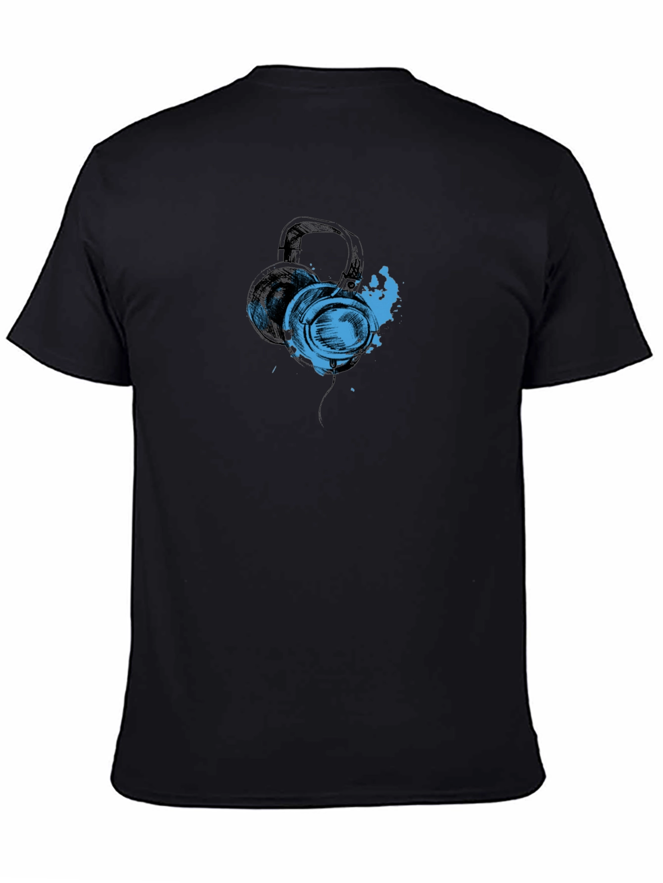 Headphones Graphic Black T-Shirt