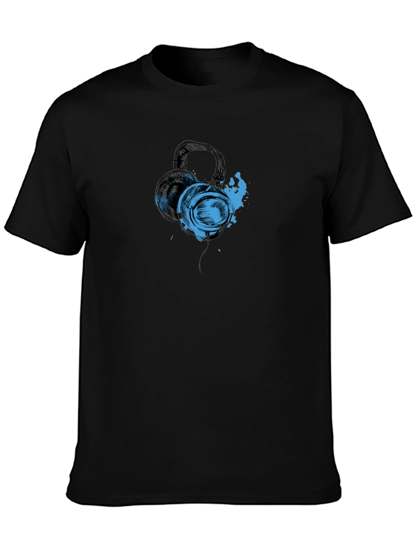 Headphones Graphic Black T-Shirt