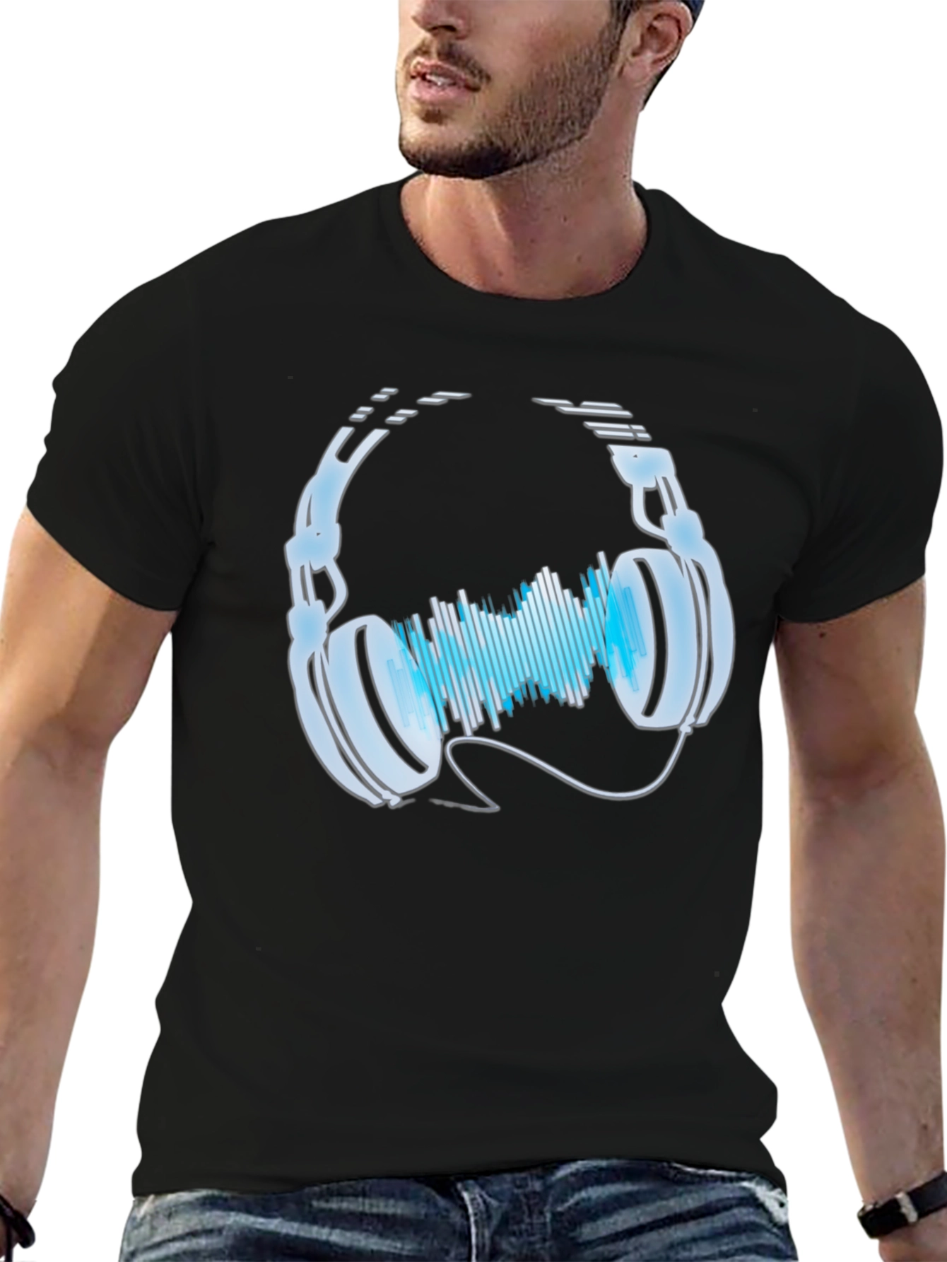 Headphones & Sound Wave Graphic Tee