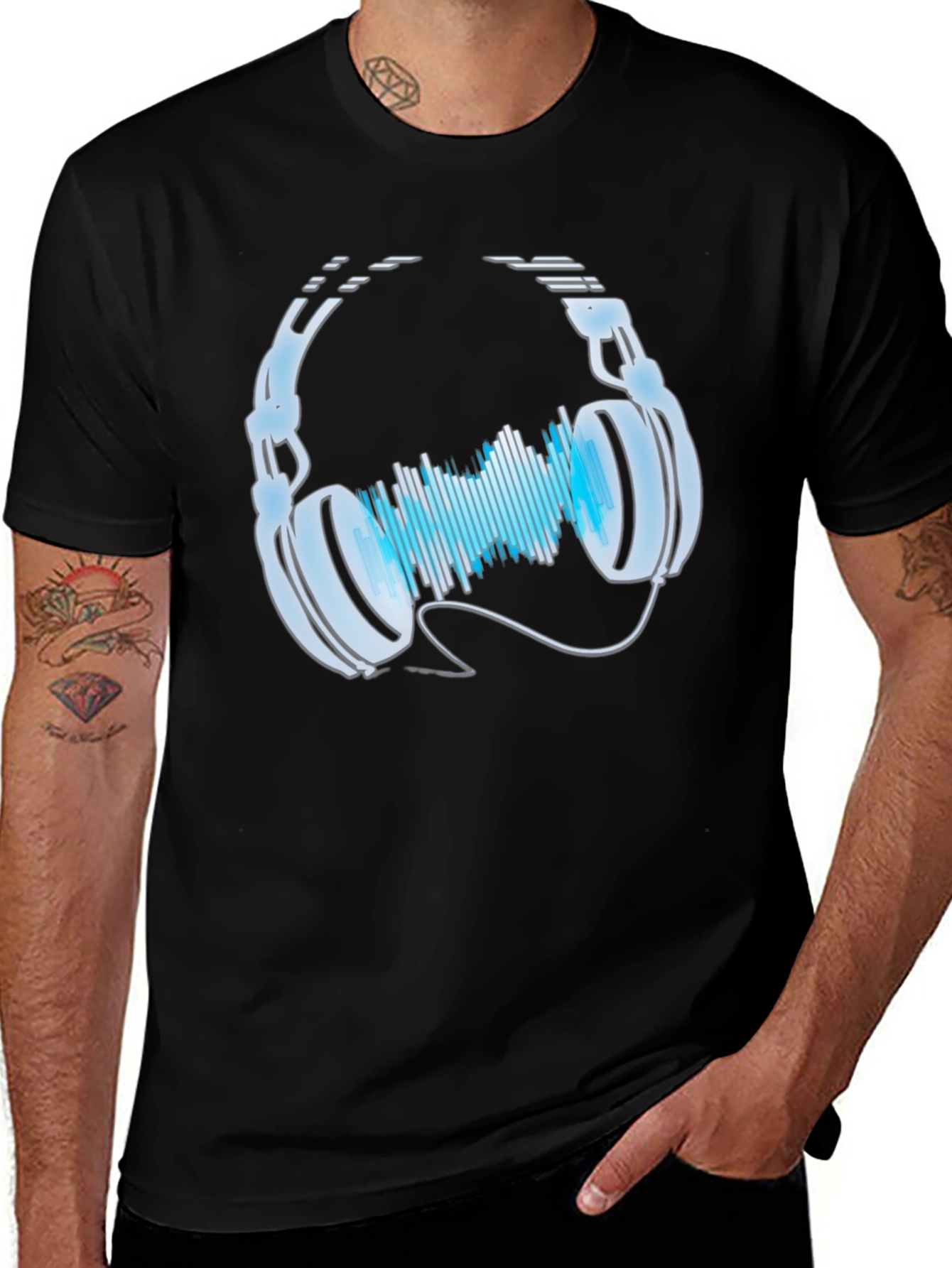 Headphones & Sound Wave Graphic Tee