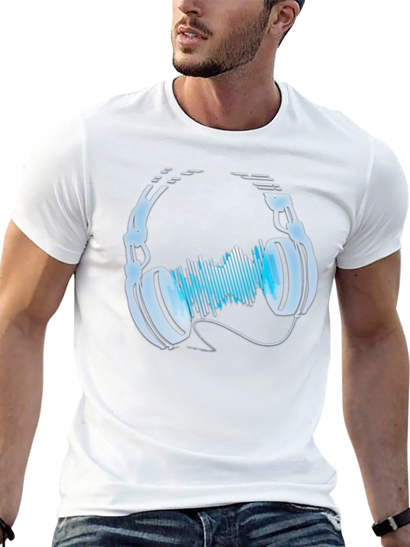 Headphones & Sound Wave Graphic Tee