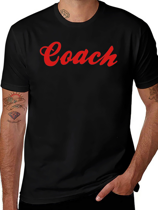 Coach Script Tee - Bold Red on Black Cotton
