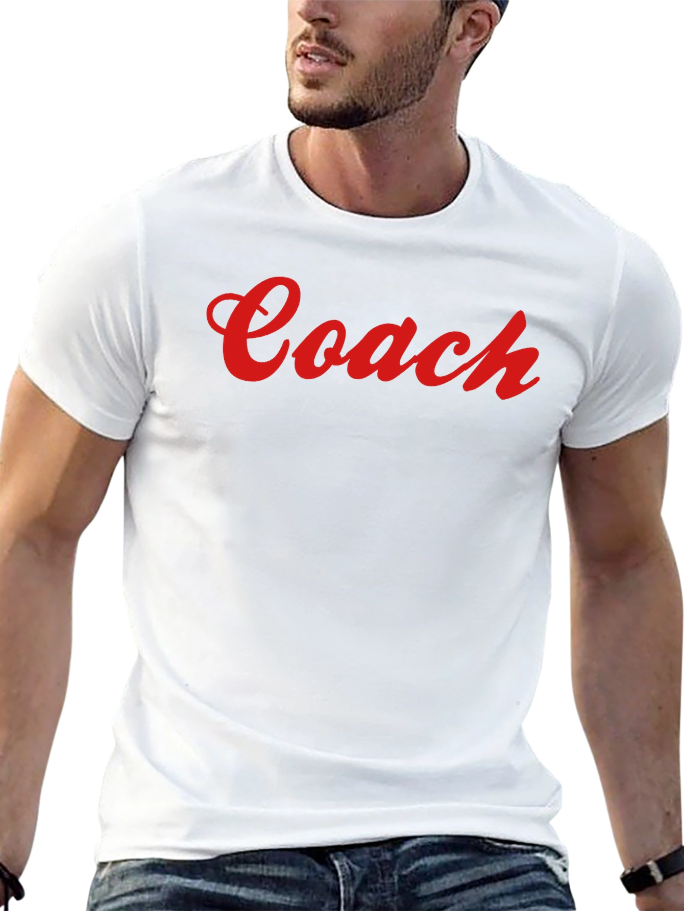 Coach Script Tee - Bold Red on Black Cotton