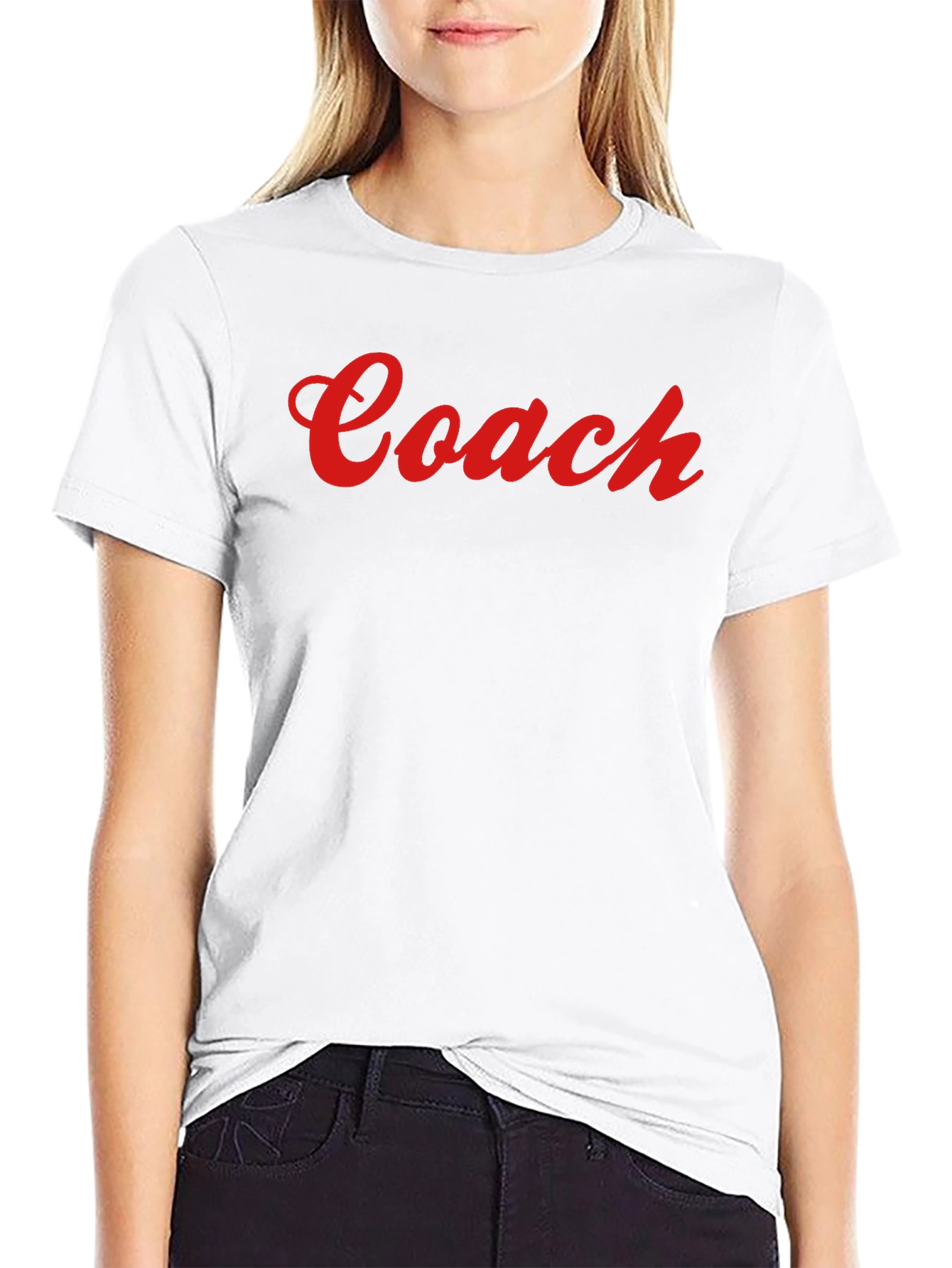Coach Script Tee - Bold Red on Black Cotton