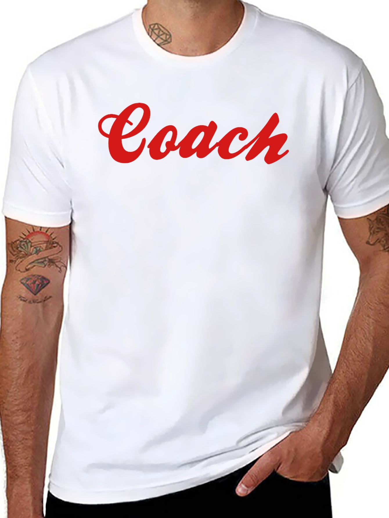 Coach Script Tee - Bold Red on Black Cotton