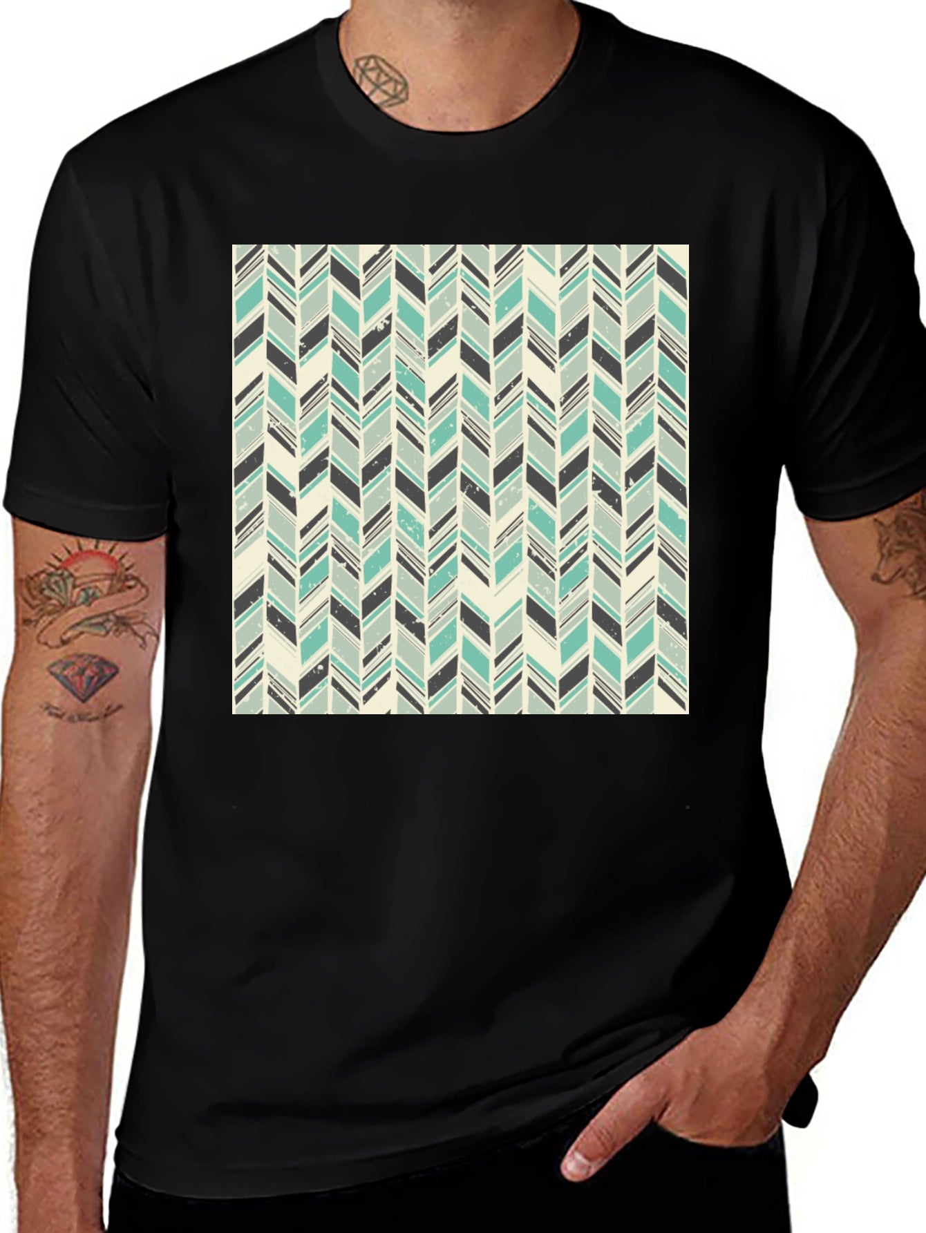 Herringbone Pattern T-Shirt - Stylish Casual Tee