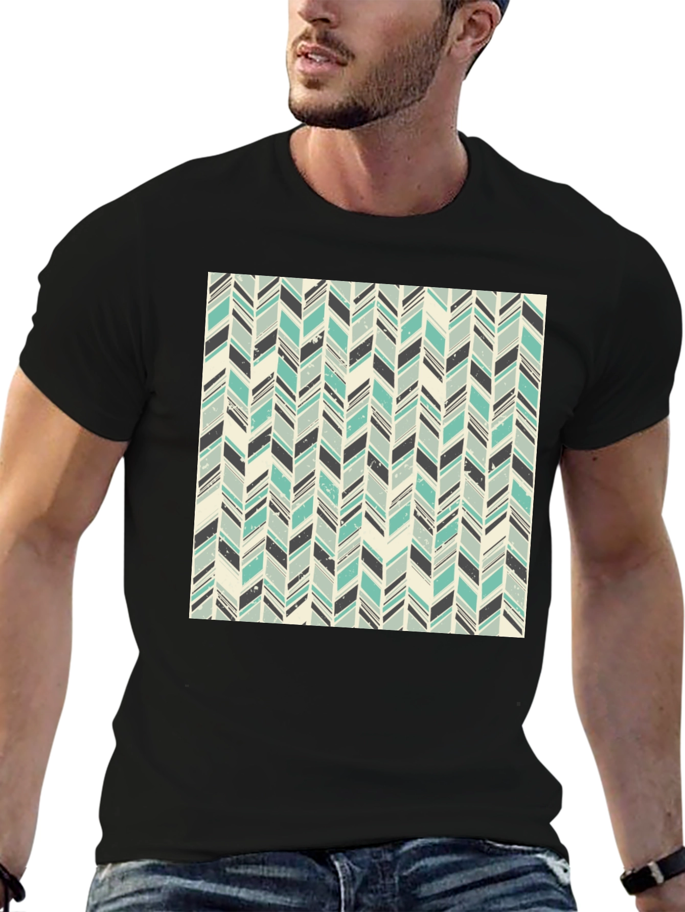 Herringbone Pattern T-Shirt - Stylish Casual Tee