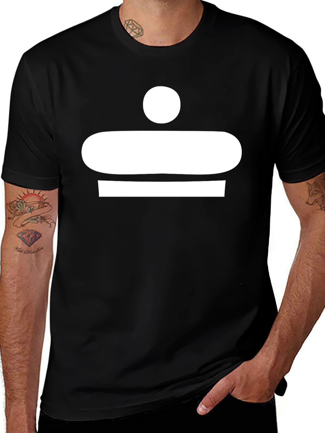 Abstract White Graphic Print Black T-Shirt