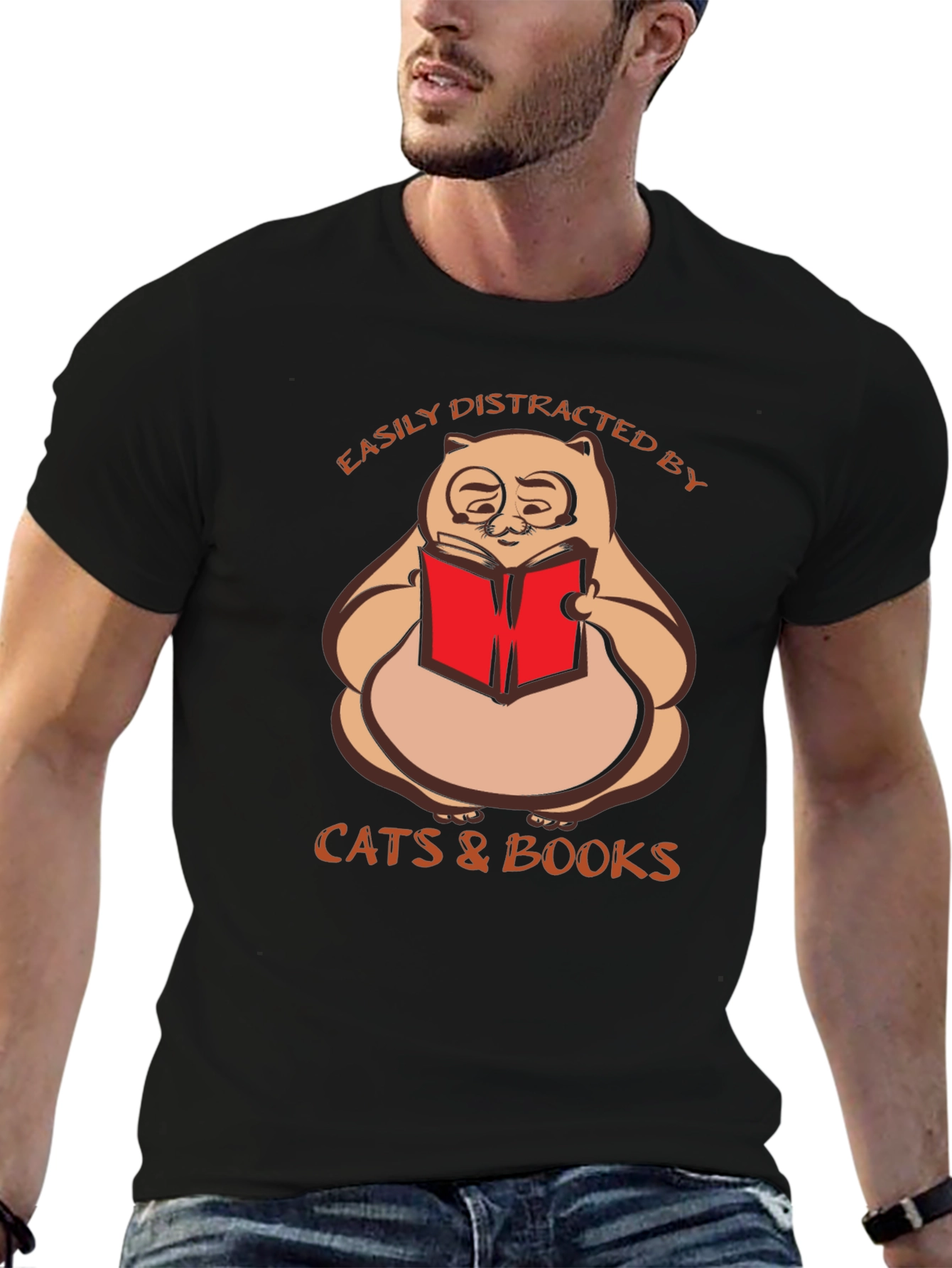 Easily Distracted By Cats & Books T-Shirt