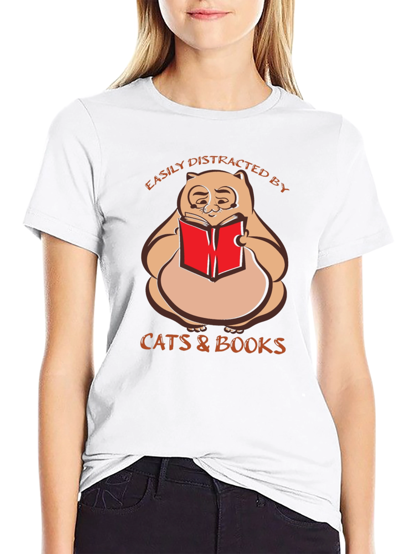Easily Distracted By Cats & Books T-Shirt