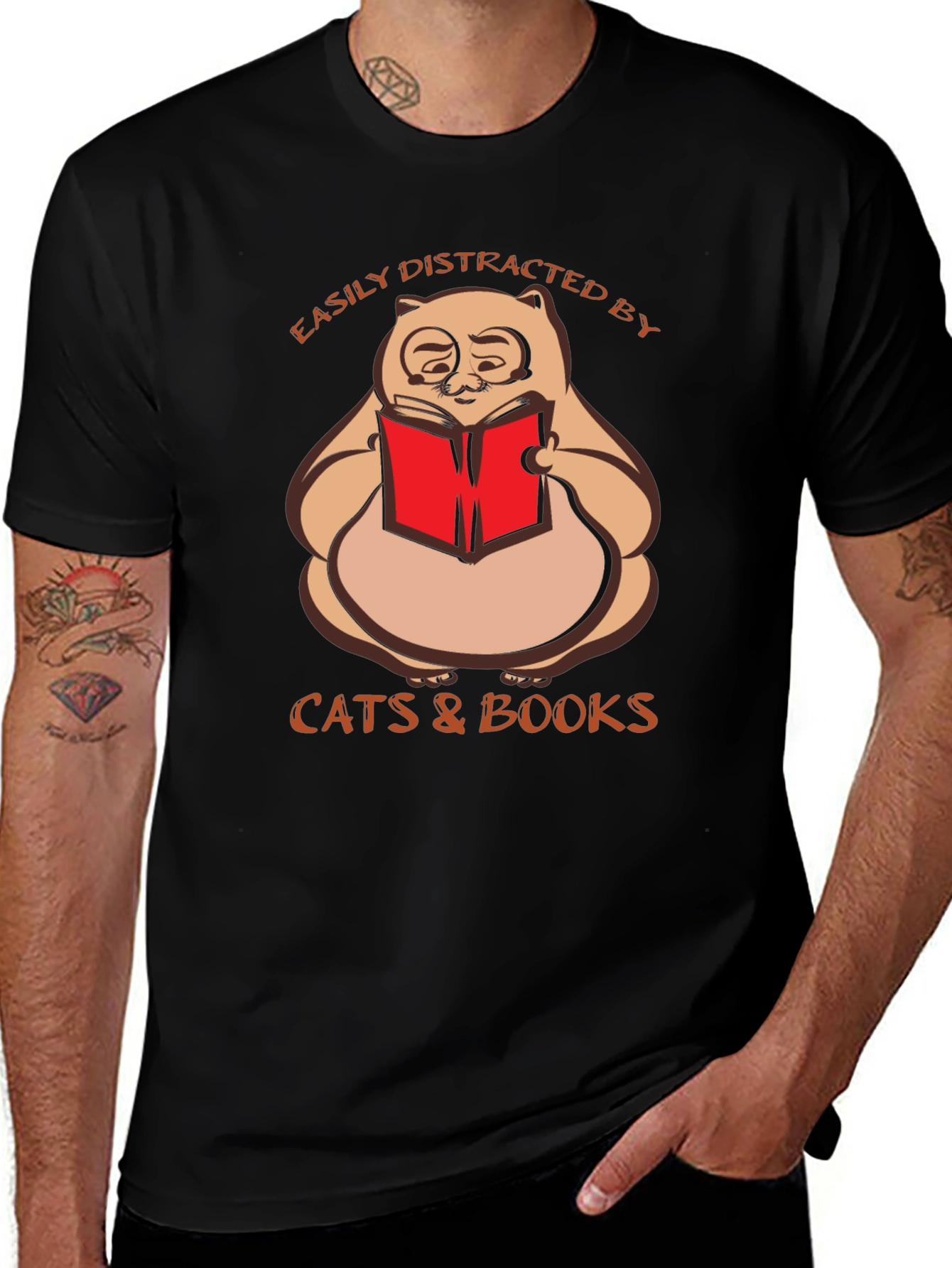 Easily Distracted By Cats & Books T-Shirt