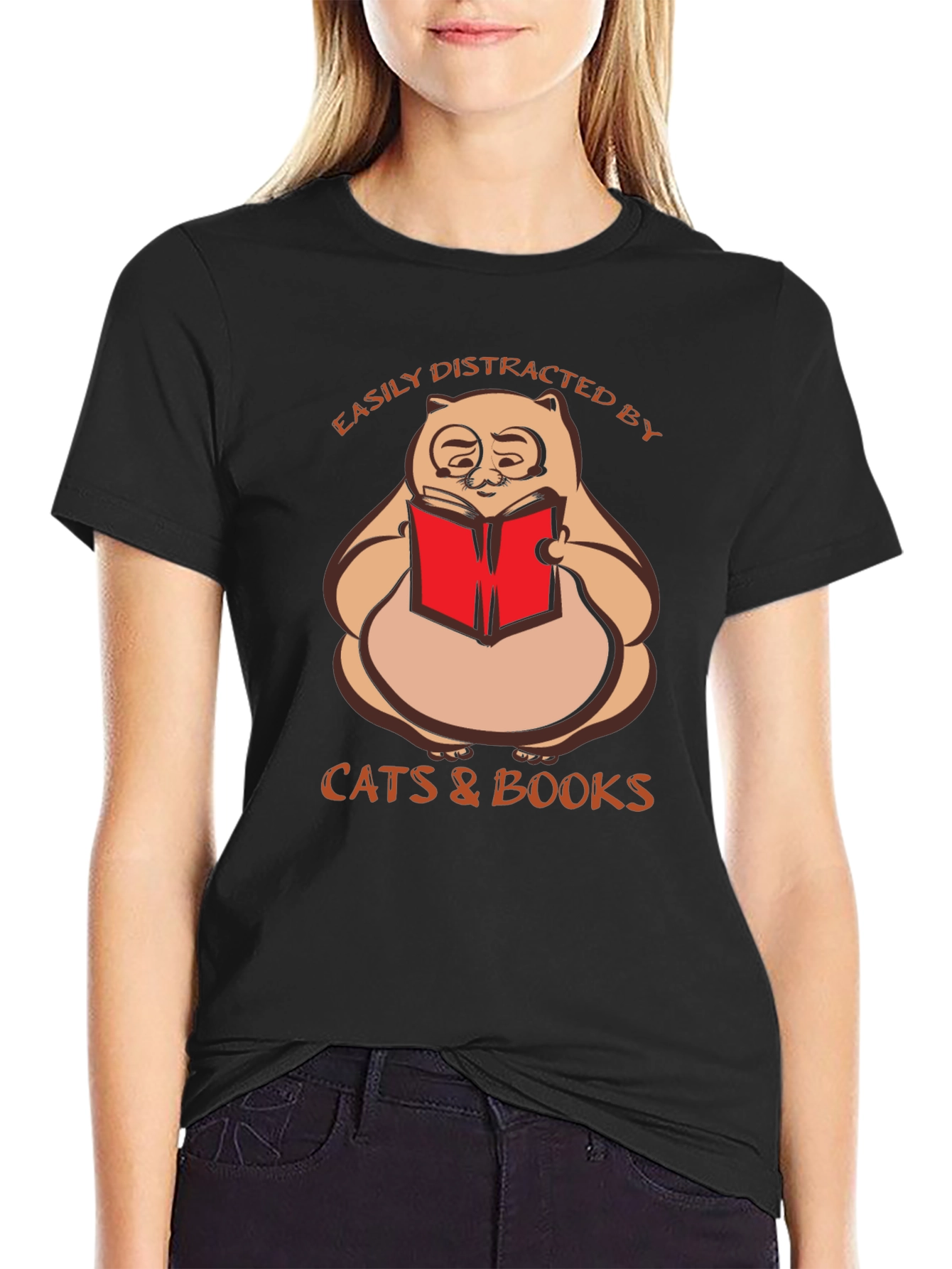Easily Distracted By Cats & Books T-Shirt
