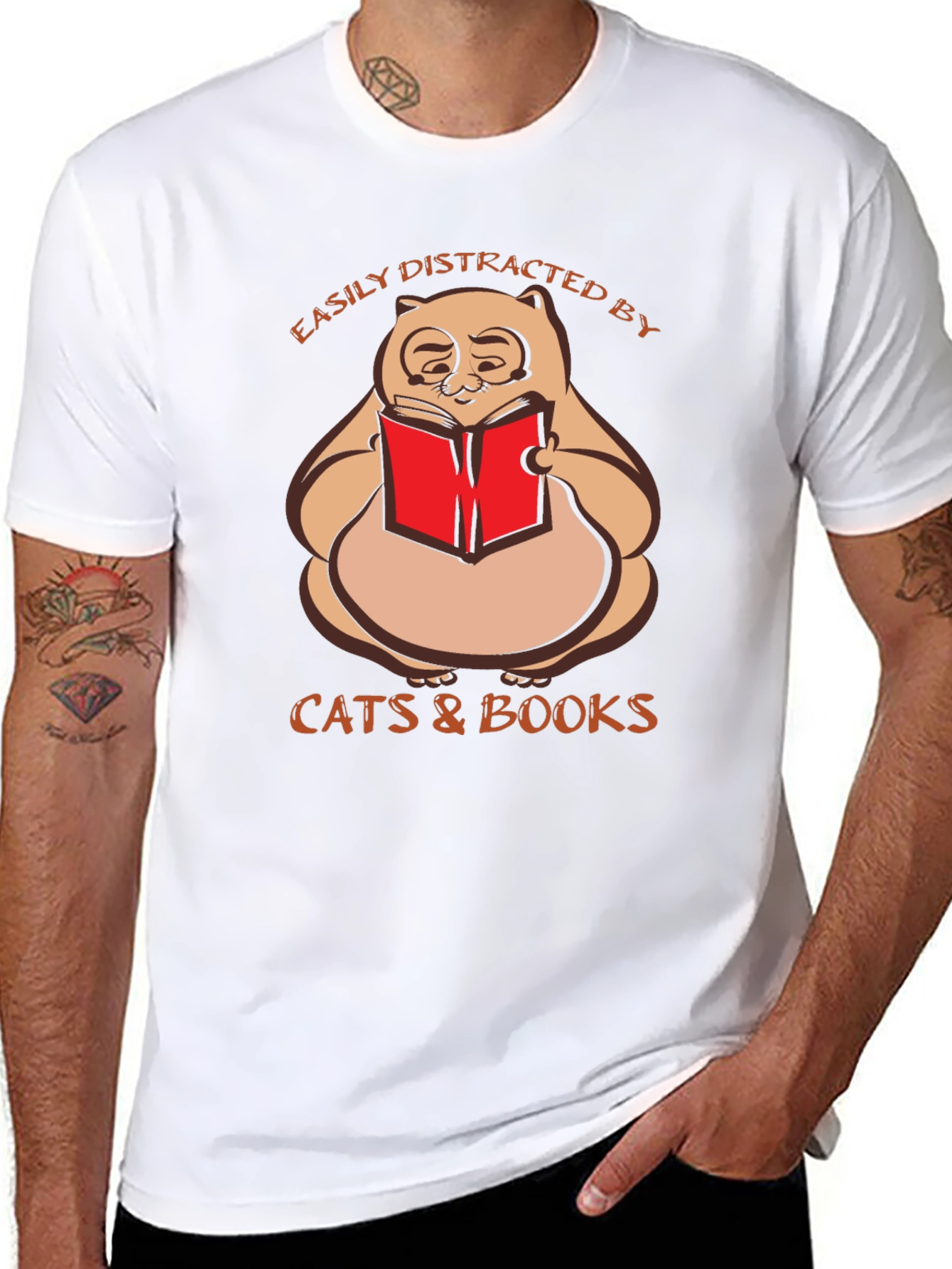 Easily Distracted By Cats & Books T-Shirt