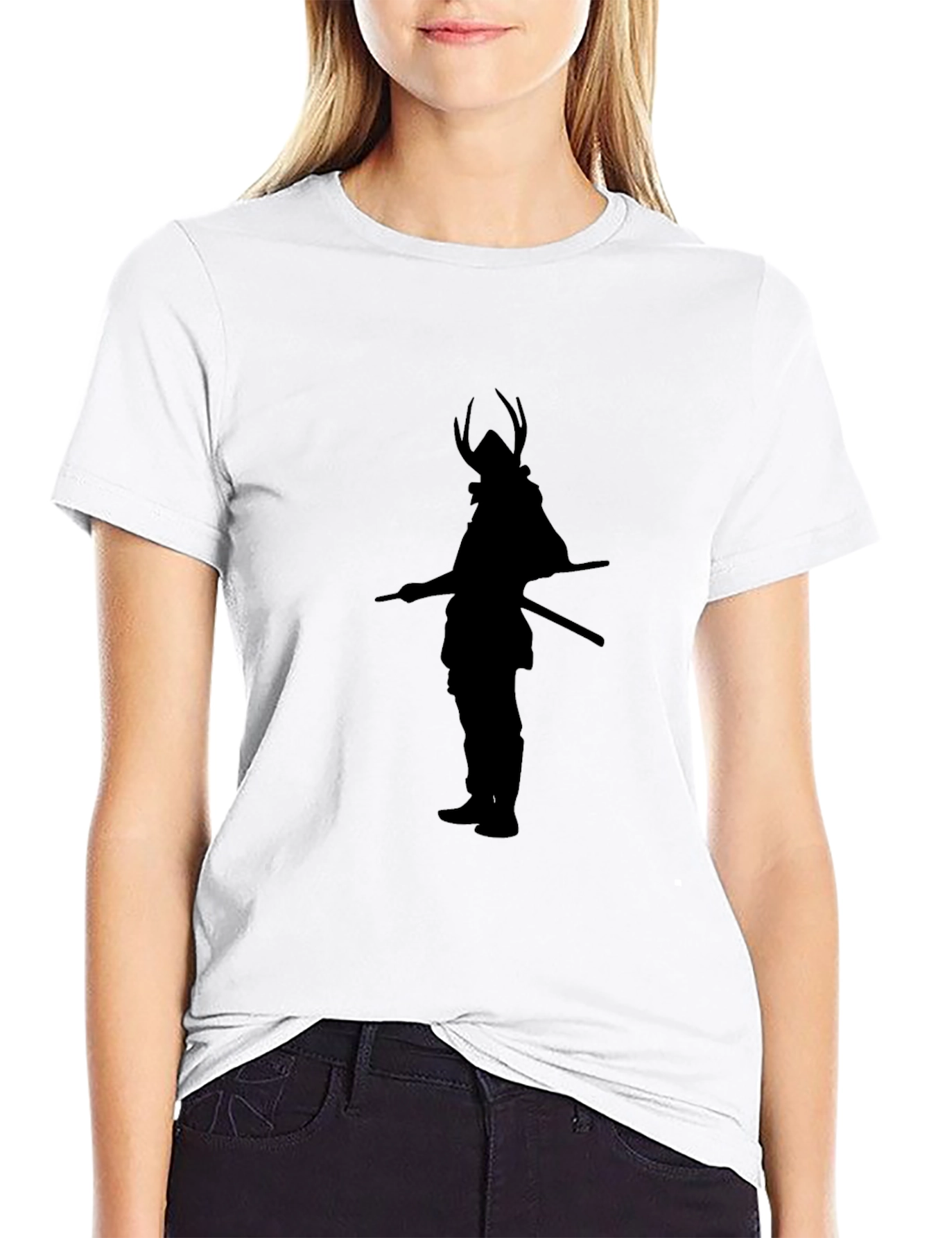 Samurai Silhouette Graphic Tee - Black